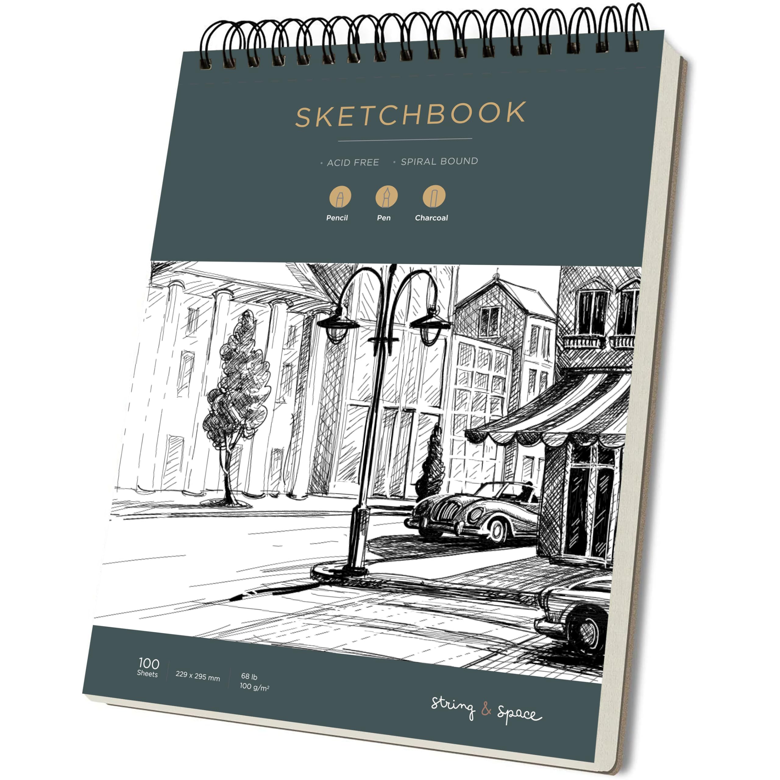 Bloc de Dibujo A4 de 100g/m² para Artistas - Cuaderno de Bocetos con Espiral, Hojas Perforadas y Sin Ácido - Para Lápiz, Bolígrafo y Carbón - Cuaderno Artístico Duradero - 100 Hojas