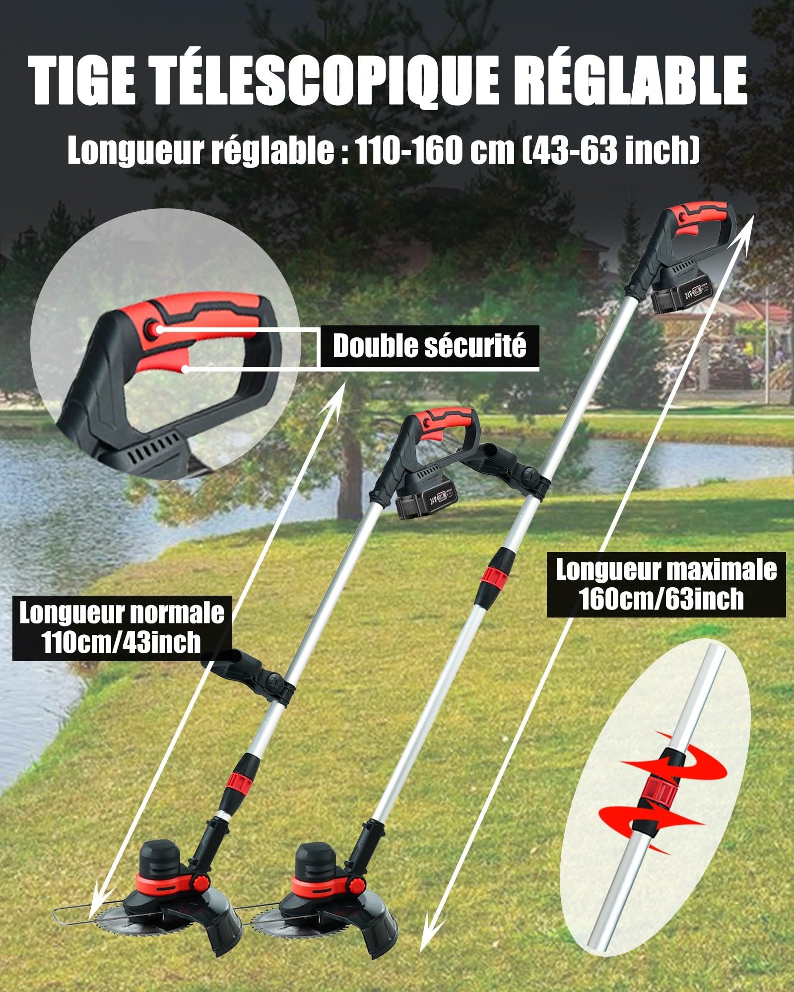 Coupe Bordure sans Fil pour Makita Débroussailleuses Batterie, 30cm Coupe