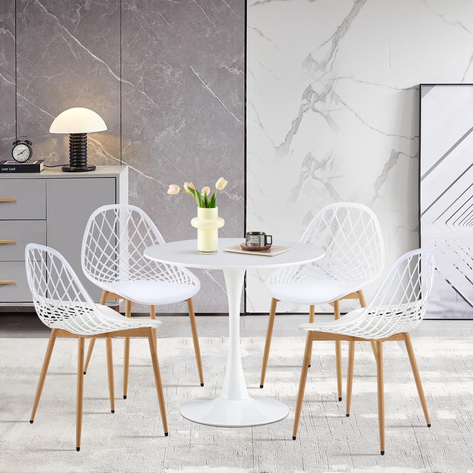 buybyroom Skandinavischer Moderner Runder Esstisch, Tisch Rund, Einfacher Kleiner Tisch für Küche, Esszimmer und Wohnzimmer, Durchmesser 80 cm, Weiß