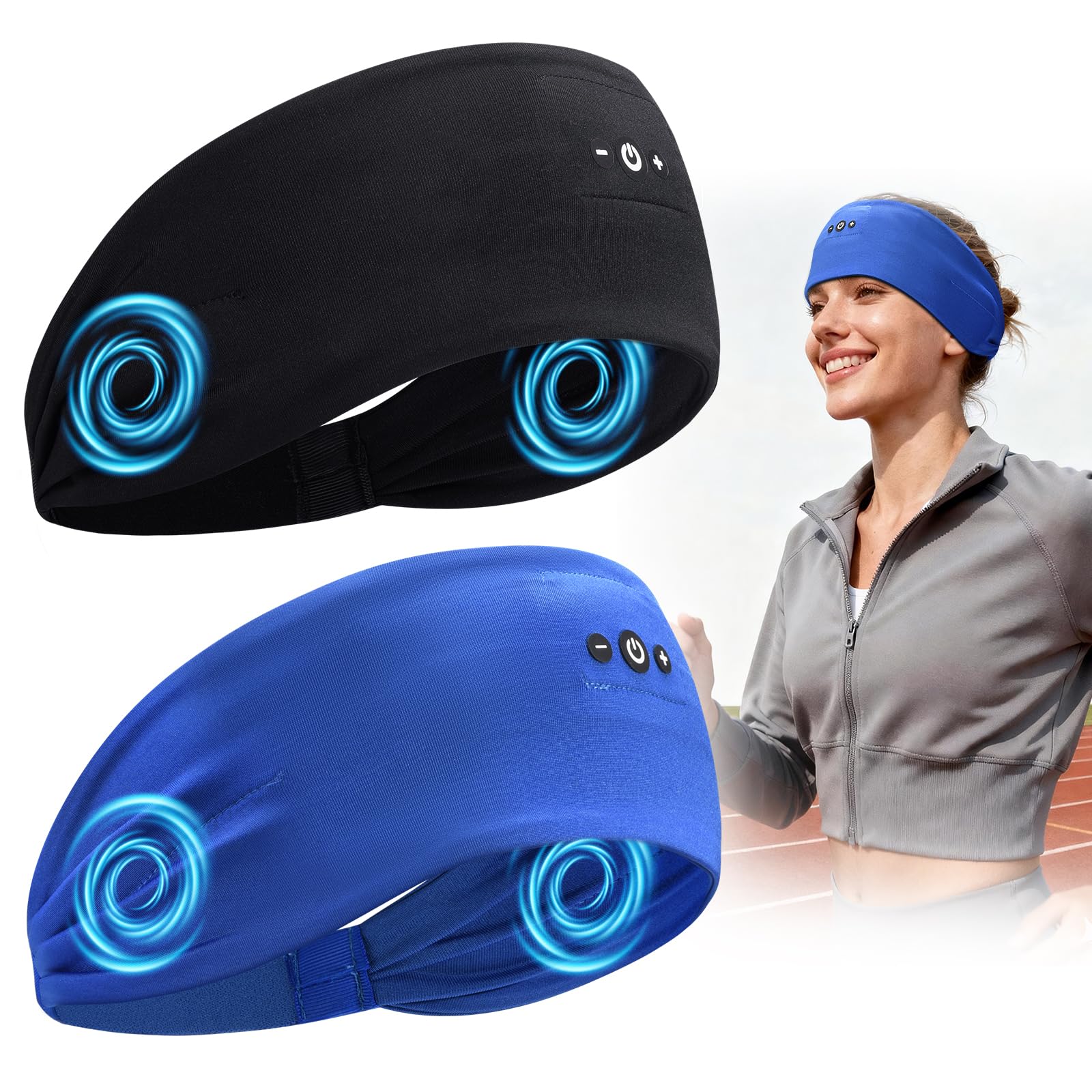 2PCS Sleeping Headphones Headband Headphones with HD Stereo Speakers Bluetooth Headband for Sports Running Workouts Yoga Travel Gift