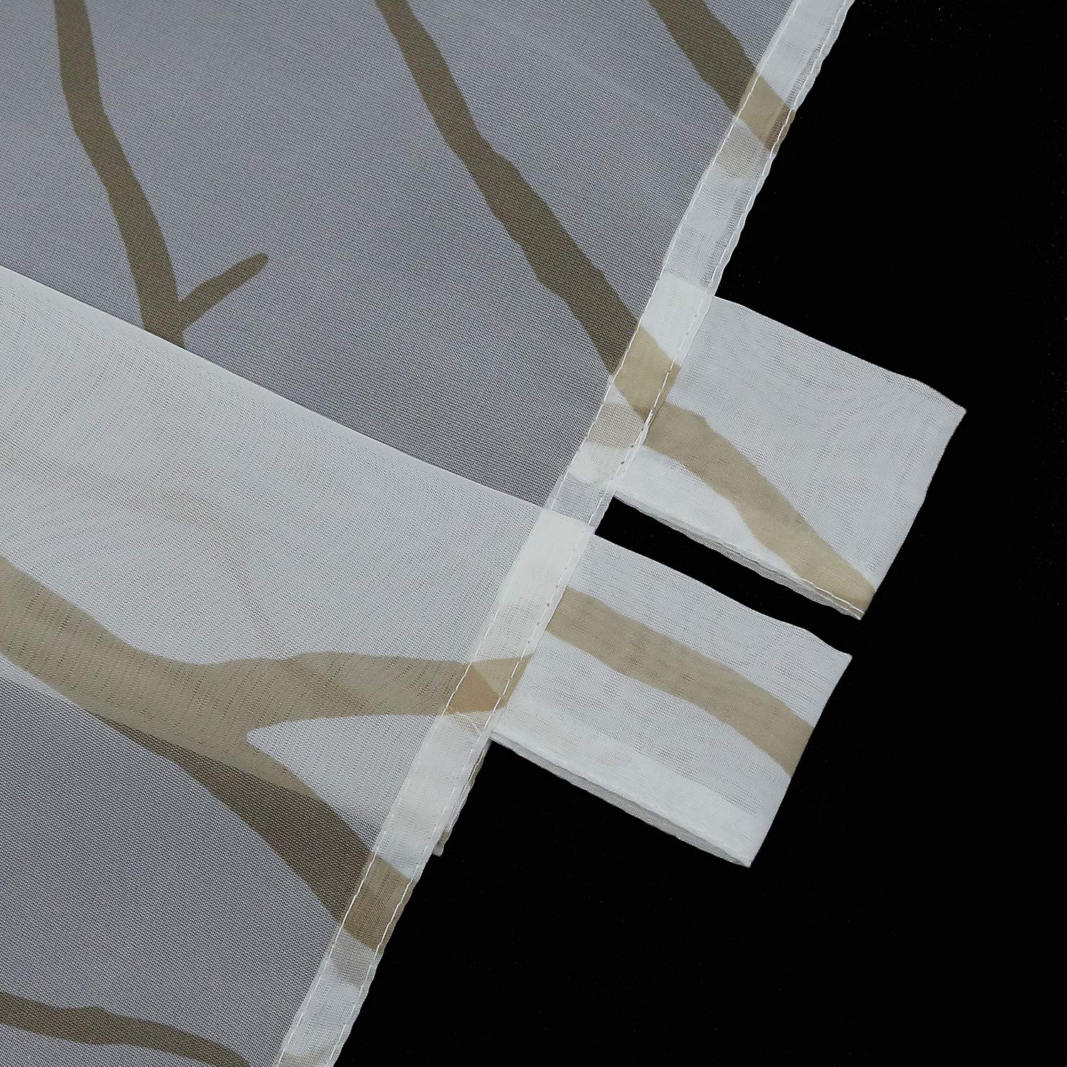 Rideau Brise-bise Transparent Motif Branches - 60x120 Cm, Voile Polyester, Passants, Pour Cuisine Ou Salle De Bain