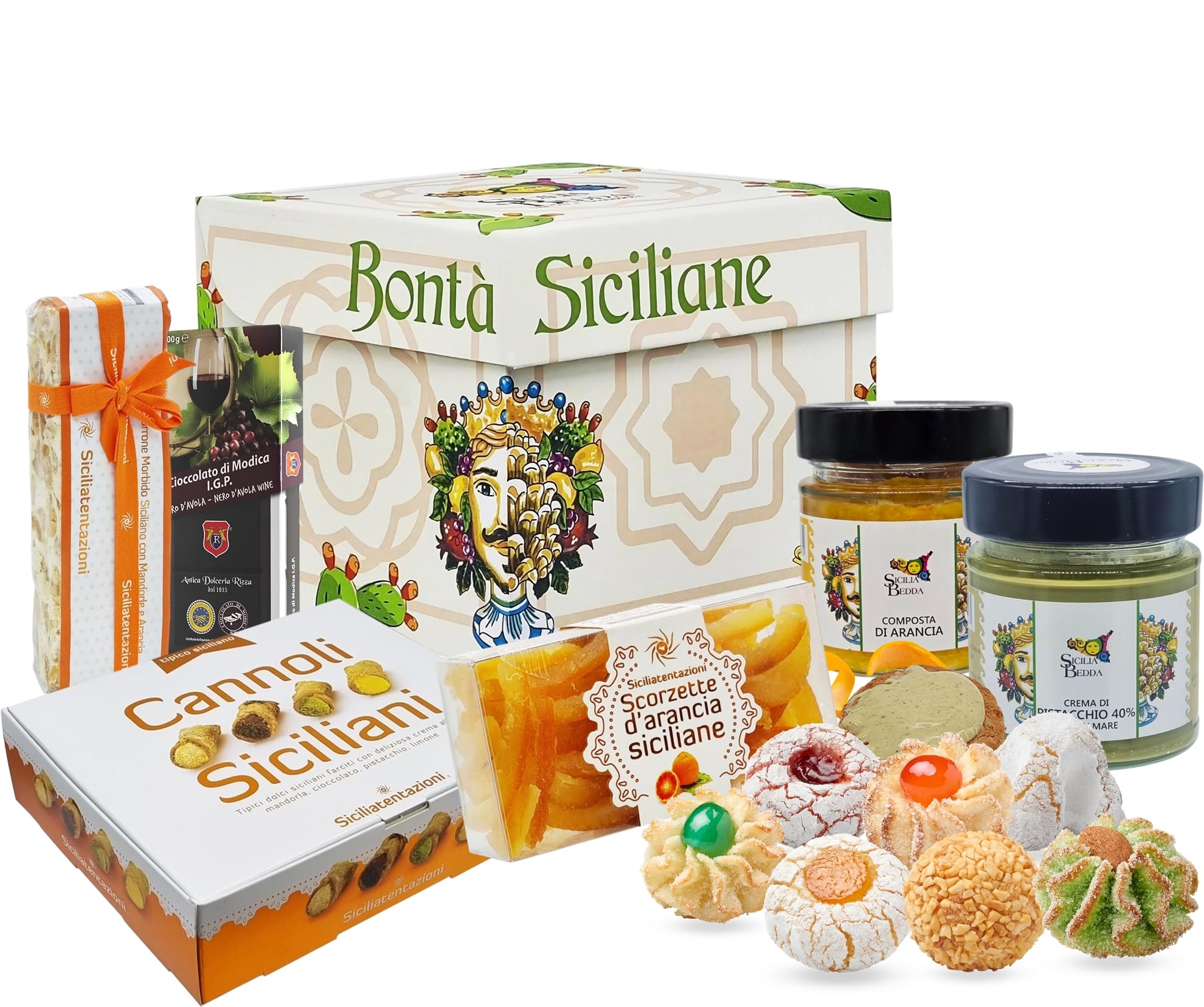 Sicilia Bedda - Box Regalo Prodotti Tipici Siciliani - LINEA DOLCE - In Elegante Box Maioliche Siciliane