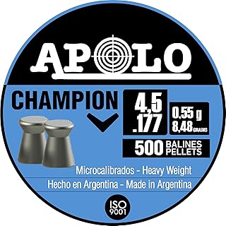Apolo Champion Airgun Pellets, 4.5mm.177 Caliber, E19001,Silver
