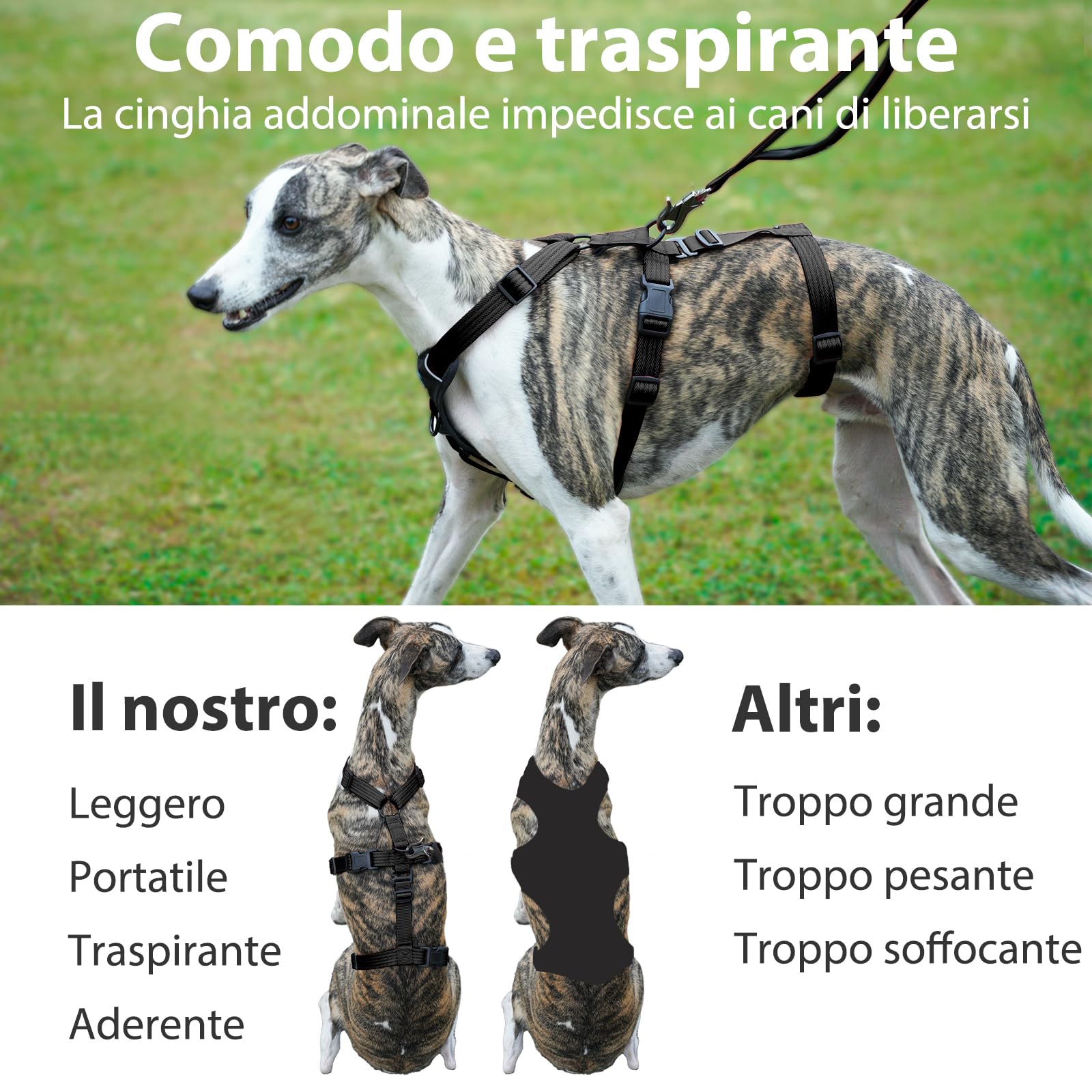 Paworld Pettorina Antifuga Cane, Pettorina Anti Tiro per Cani, Pettorina Cane Taglia Grande, Pettorina Regolabile Cane, Traspirante, Senza Soffocamenti, Allenamento alla Camminata (Nero,L)