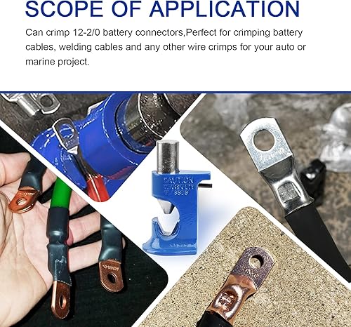 Miniatura 6 de Herramienta de prensado de martillo de batería para cables y terminales de 12 AWG a 20 AWG, herramienta de prensado de martillo para batería de