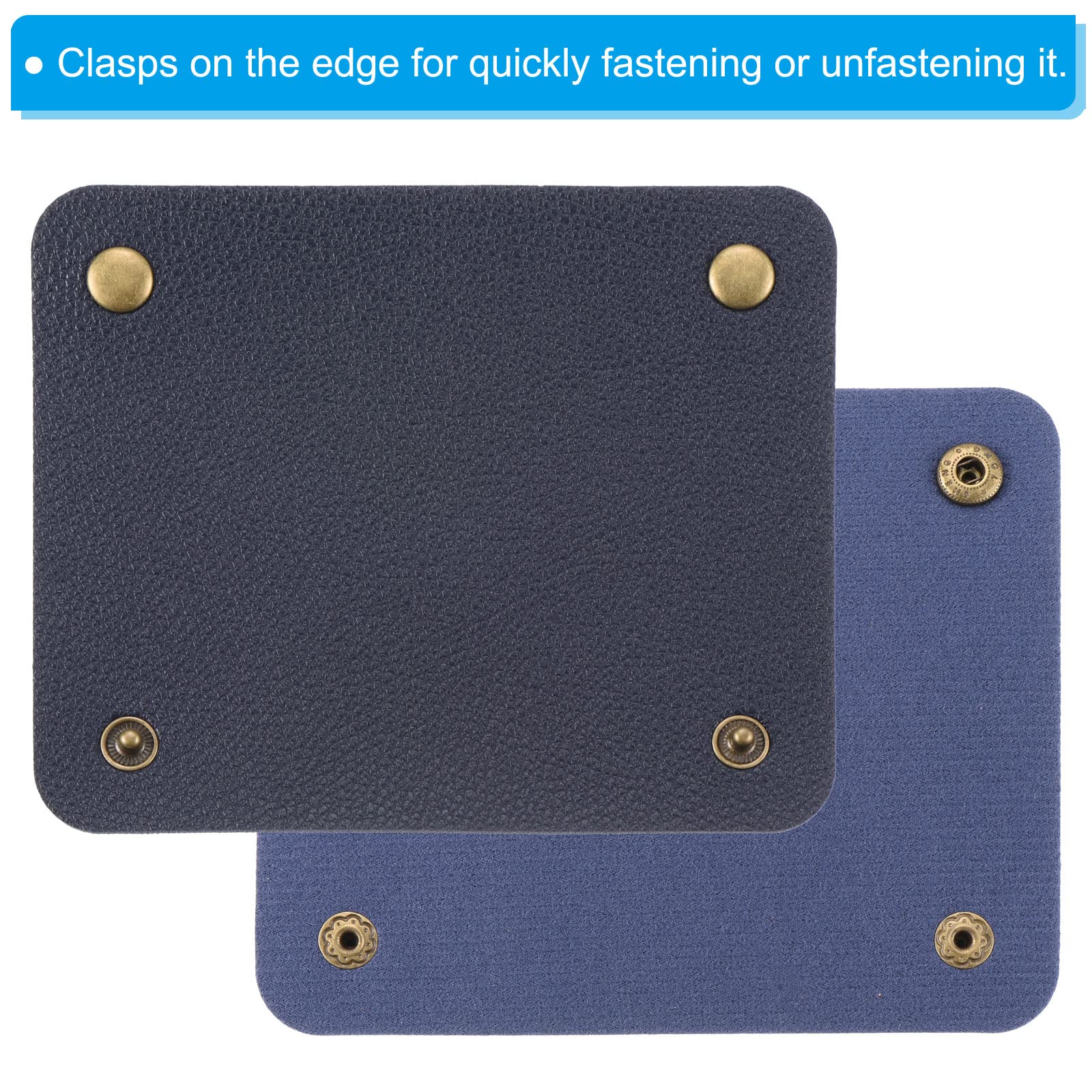 PATIKIL Luggage Handle Wrap, 2 Pack PU Handbag Grip Cover Protector Identifier with Clasp for Suitcase Grocery Shopping Bag Dark Blue - Image 4