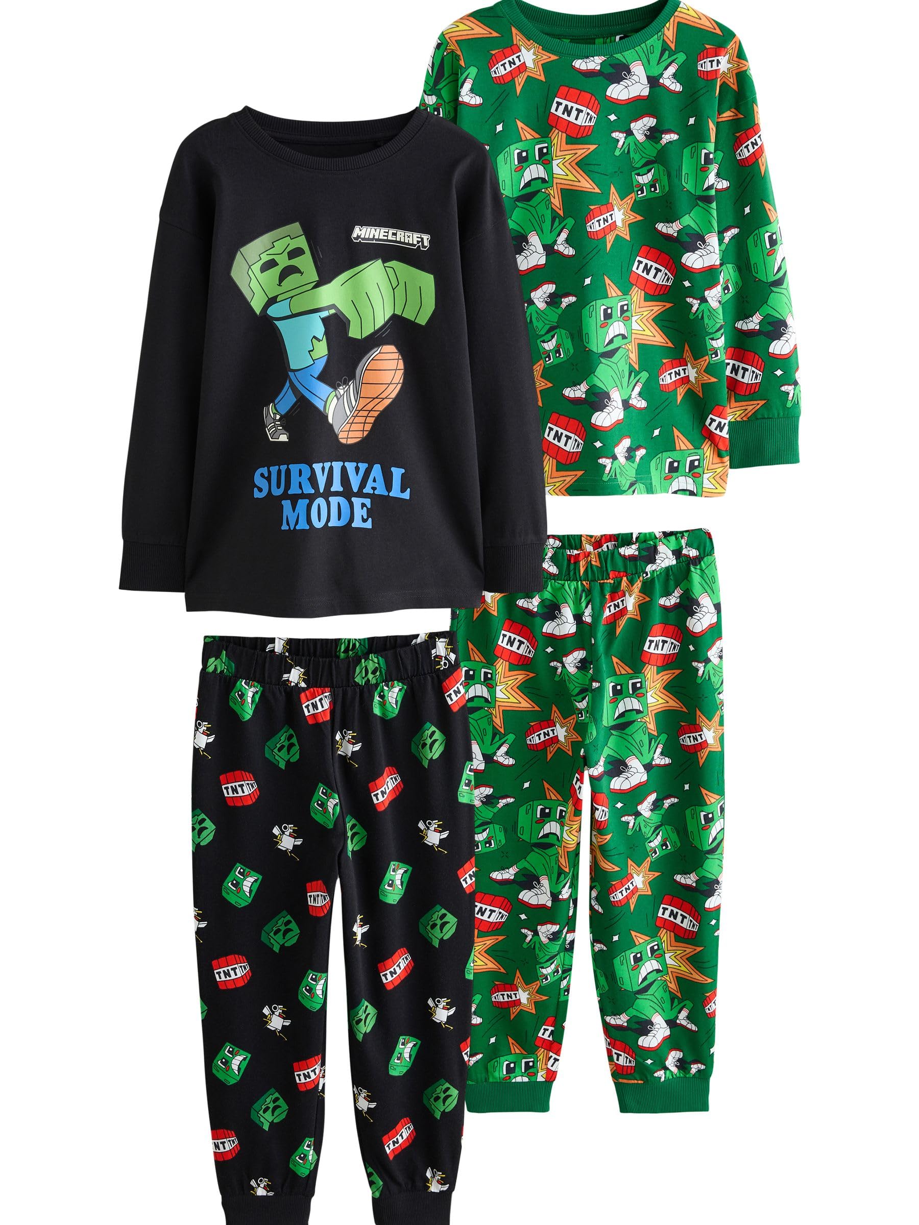 NEXT Ragazzo Confezione 2 Pigiami con Pantaloni da Jogging | Bambino, Standard, Mid Rise, Pull On, 100% cotone