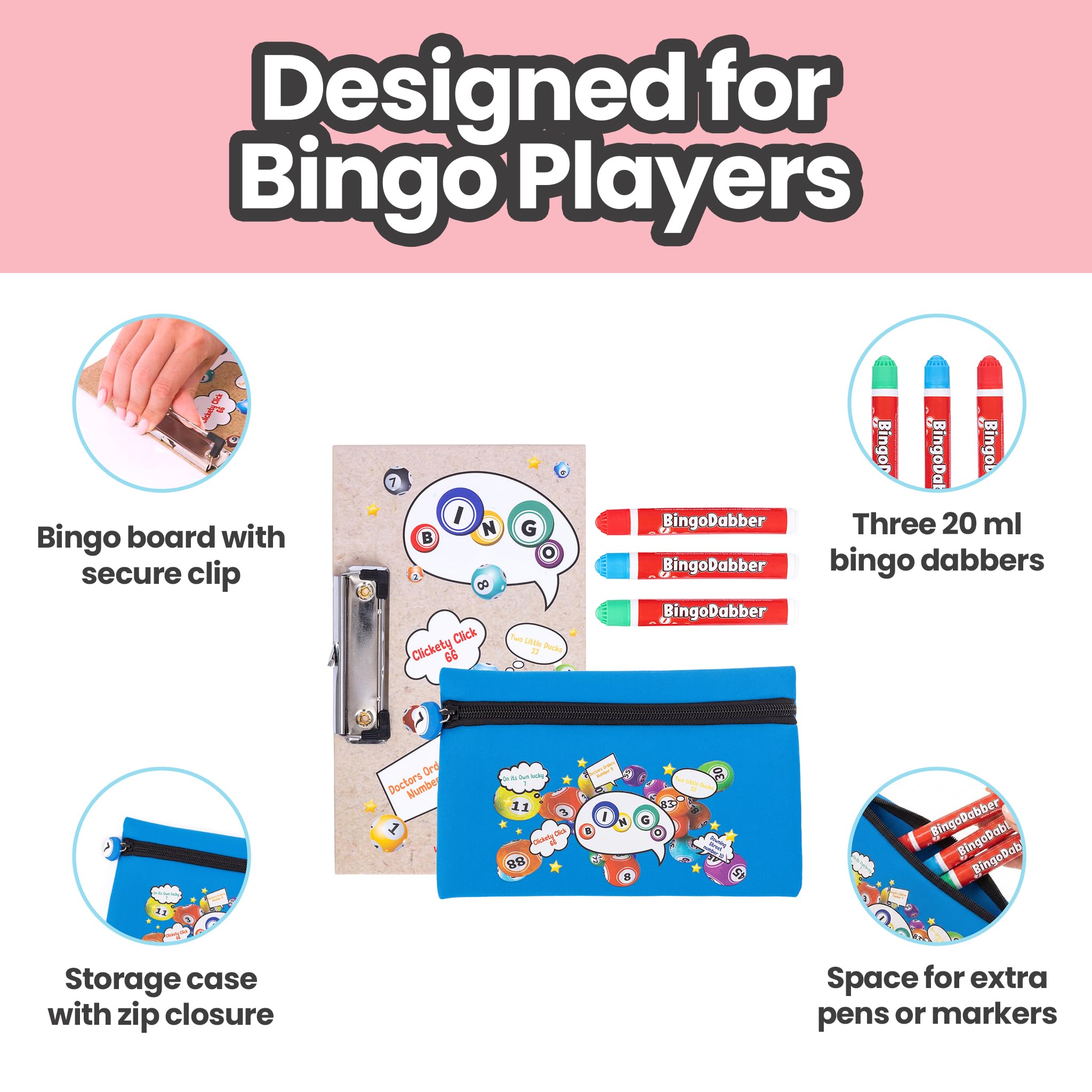 evelay Bingo Dabber Case Holder Gift Set, Blue, 21.5 cm x 14 cm - Image 4