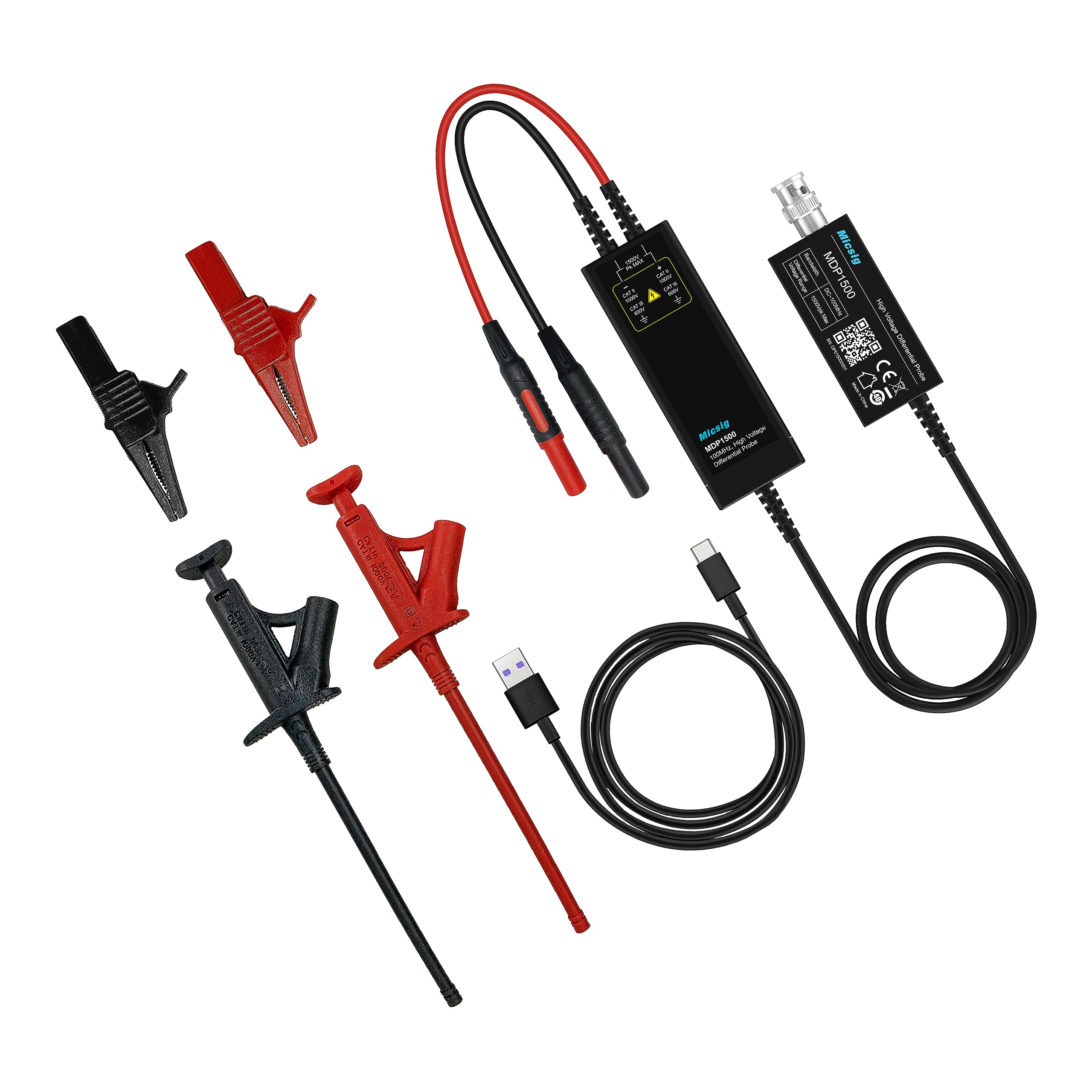 Micsig Oszilloskop HV-Sonde MDP-Serie MDP700 100 MHz Hochspannungs-Differentialsonde BNC-Schnittstelle Dual Range Auswahl Schnelle Null USB-Stromversorgung (MDP700)