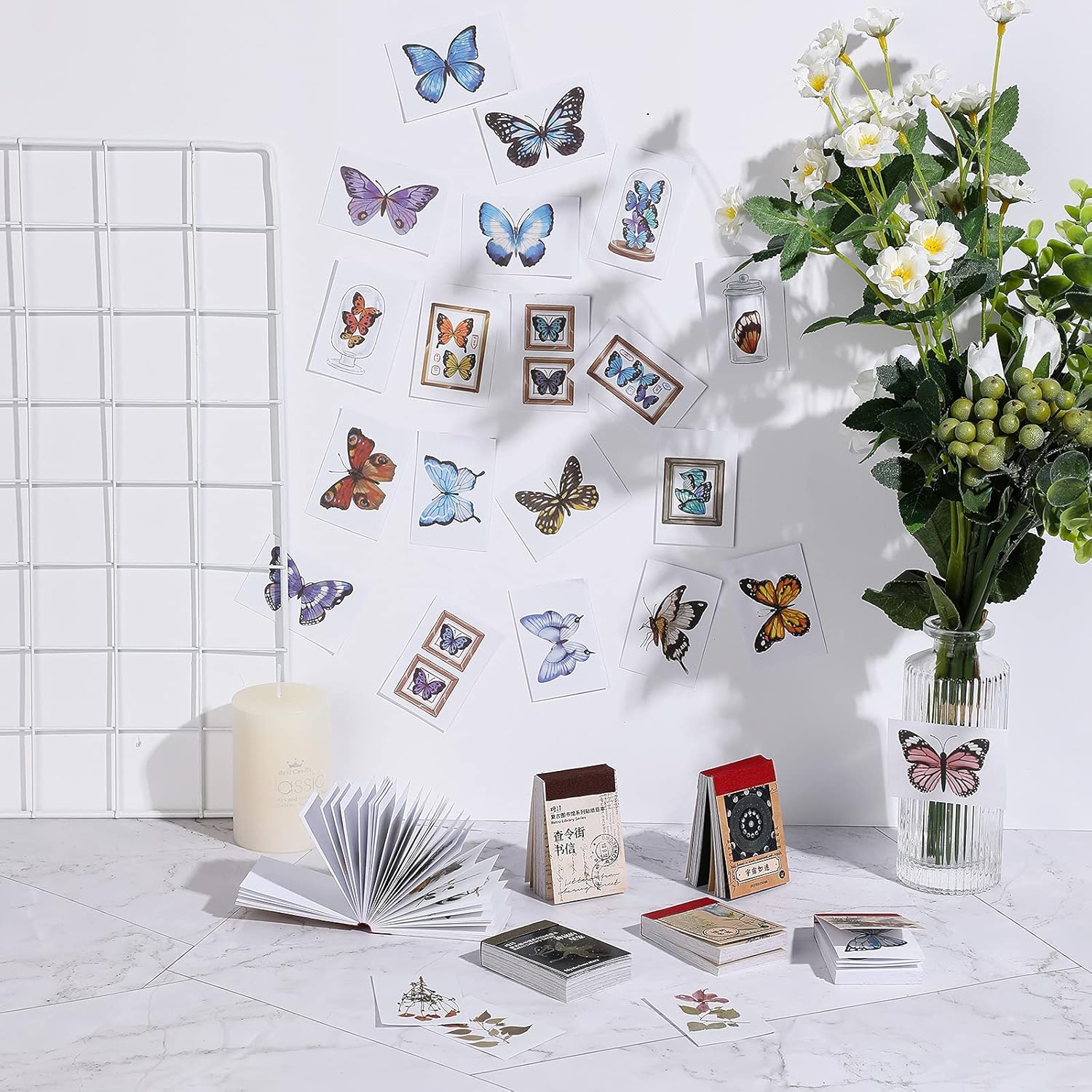 6 Sets 300 Pieces Washi Stickers Set Vintage Aesthetic Sticker for Journaling Floral Paper Sticker Self Adhesive DIY Decorative Sticker for Scrapbooking Diary Card Notebook Making (Retro Style)