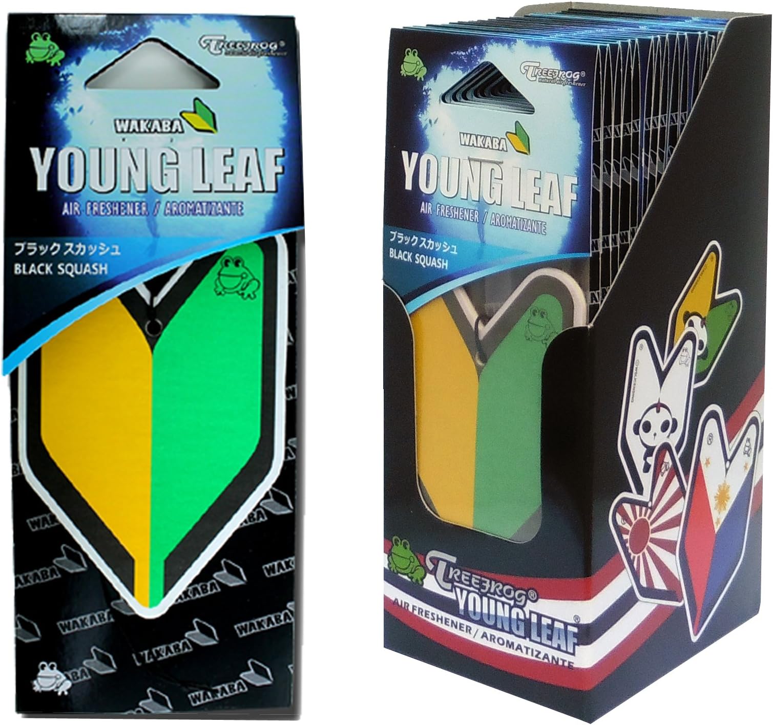 Wakaba Young LeafYLBS95 Japan Tree Frog Squash Scents JDM Air Freshener, Black, 1 Box, 24 Piece