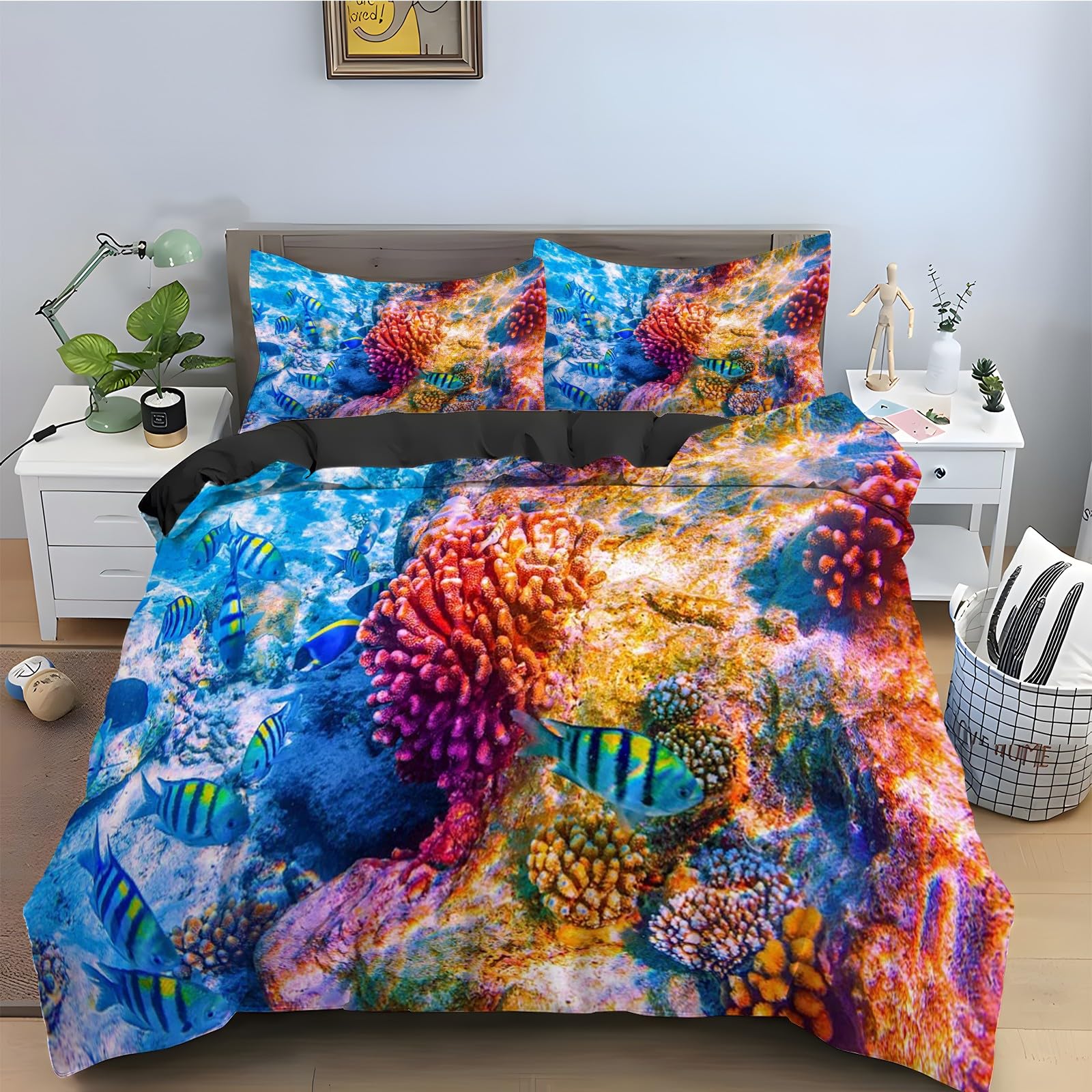 Ensemble de literie récif de corail 160x200 en microfibre de qualité supérieure