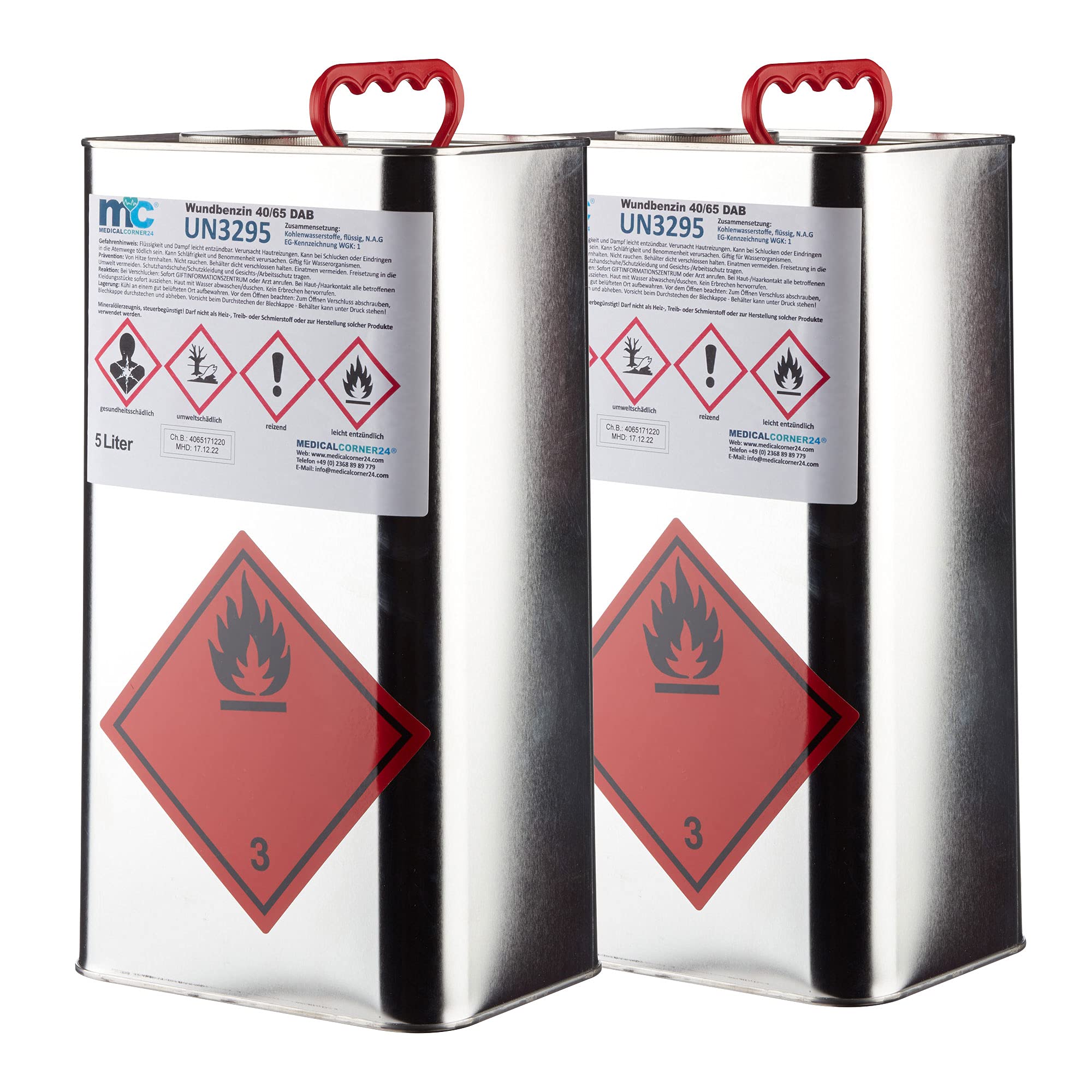 Medicalcorner24 Wundbenzin 40/65 Lösungsmittel Reinigungsmittel Leichtbenzin 2 x 5 Liter