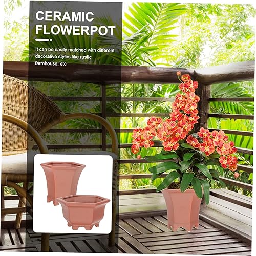 Miniatura 7 de Sosoport 4 macetas de terracota para plantas en miniatura, macetas de cerámica para exteriores, macetas para exteriores, macetero micro paisaje,