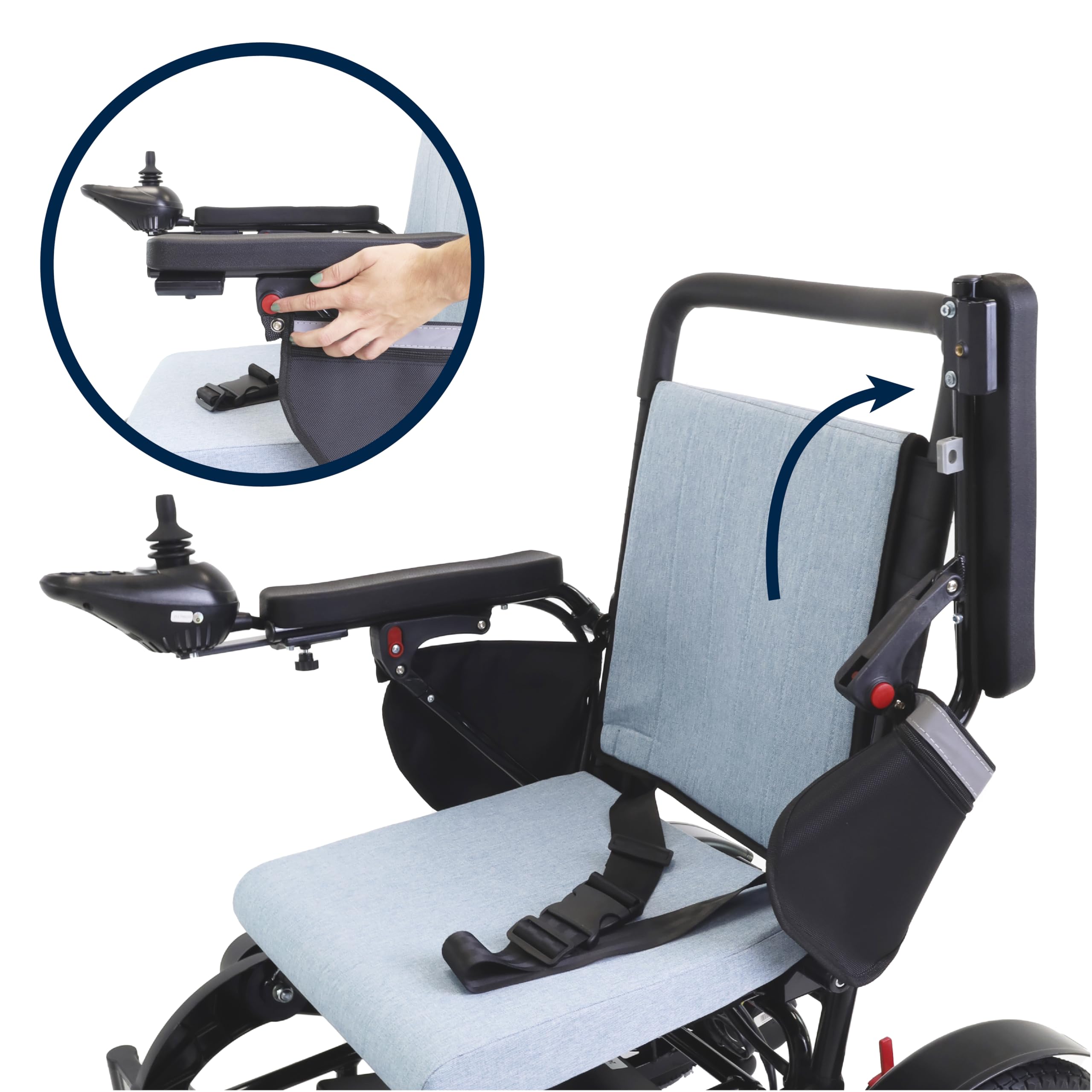 KMINA Fauteuil Roulant Électrique Pliable Ultra Léger, Joystick, 8 km/h