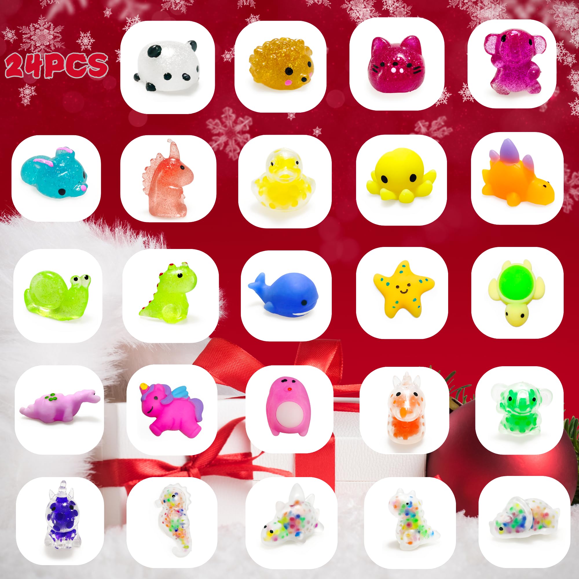 Calendrier De L'avent 2025,Mochi Squishy Anti-Stress Toys,Jouet Cadeau