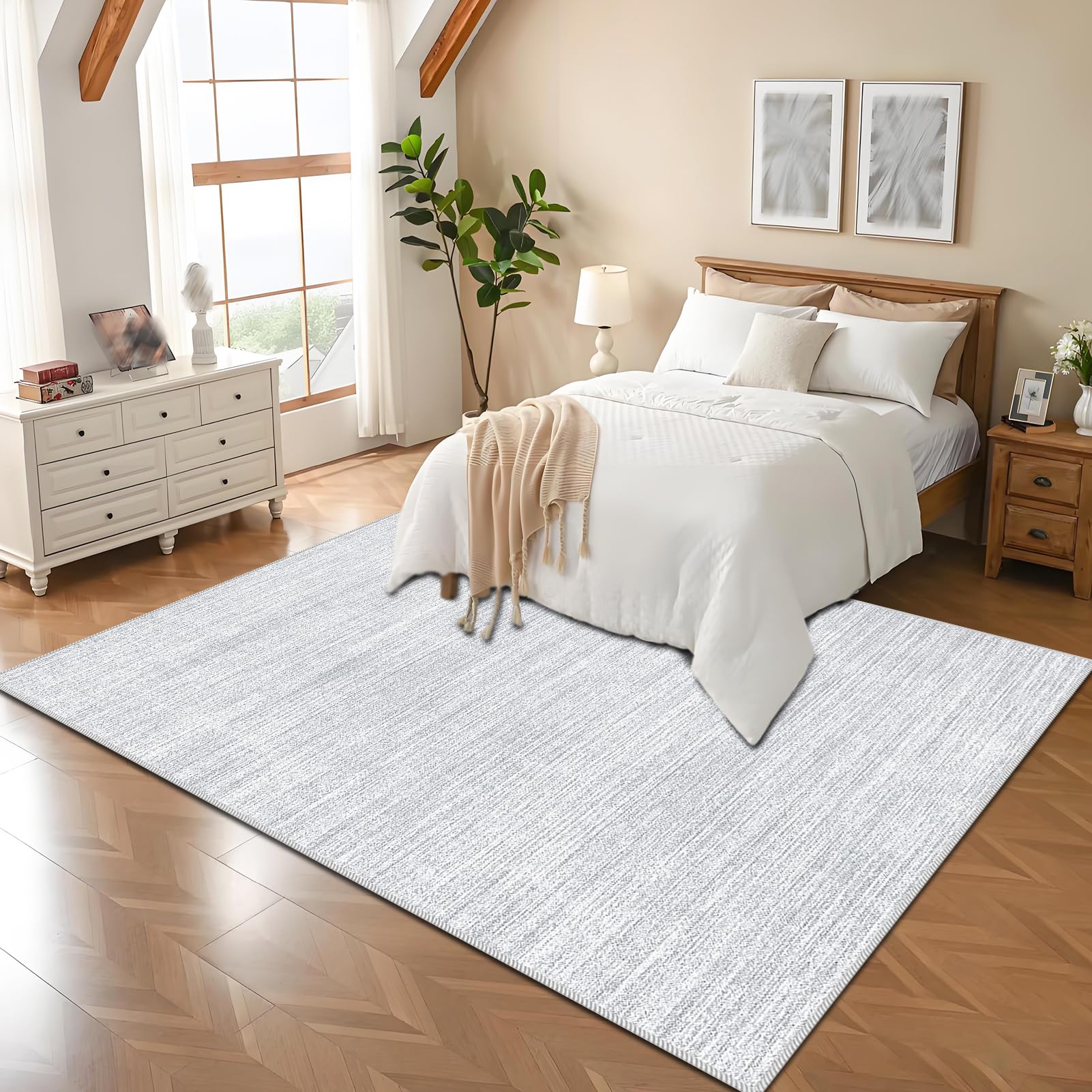 Dywan do salonu, można prać w pralce, 170 x 190 cm, dywanik kuchenny, antypoślizgowy, duży dywanik, krótkie runo, dywaniki przy łóżku, do sypialni, abstrakcyjny, szary, chodnik do przedpokoju