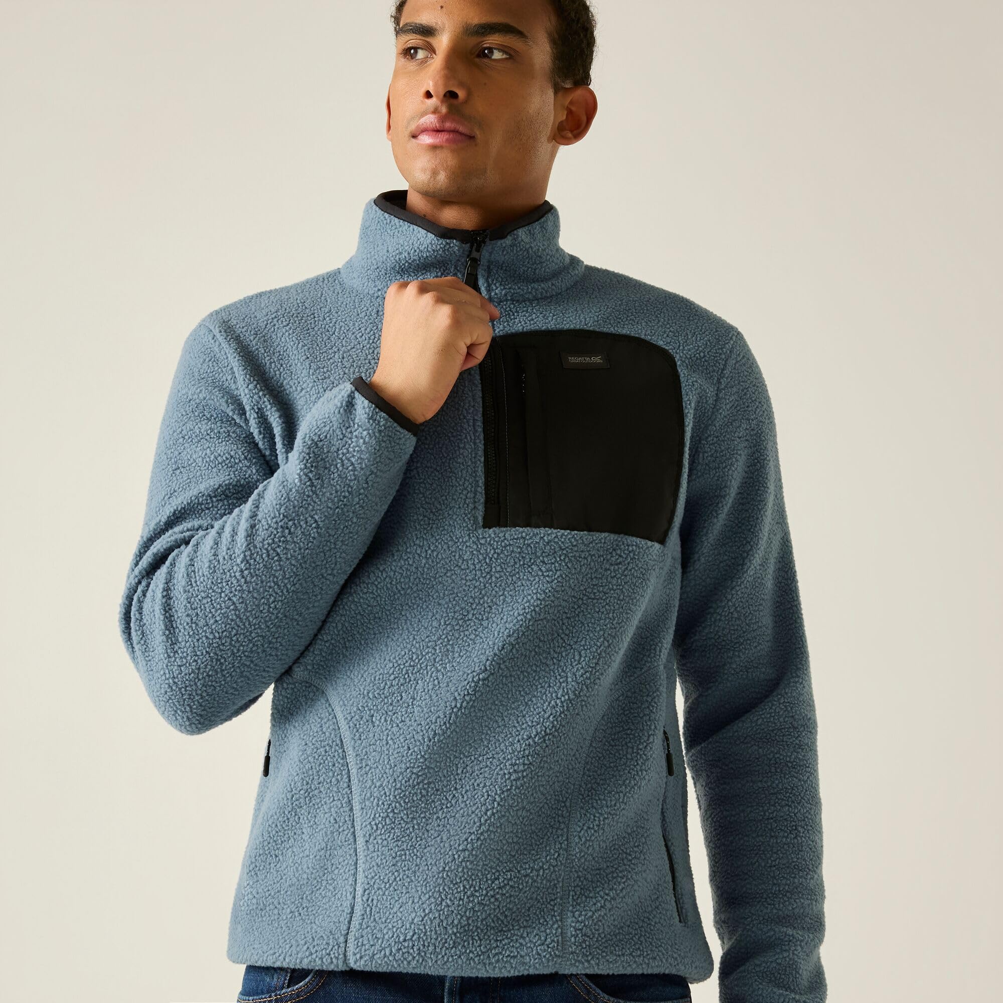 Regatta Men's Mid Blue Frankie Borg Half Zip Lightweight Fleece In | : Small