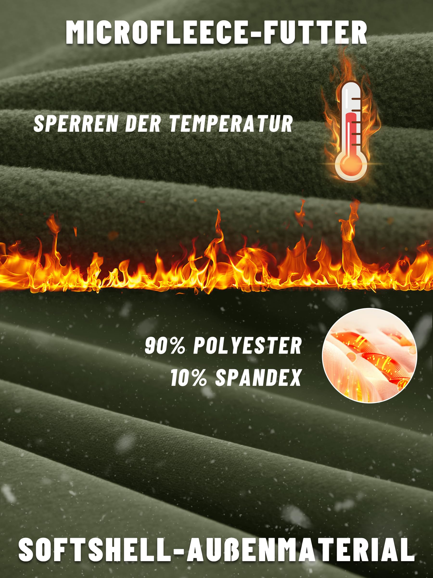 KEFITEVD Herren-Jacke, wasserdicht, taktisch, Fleece, Kampfjacke, Softshell-Jacke, wasserdicht, mit Kapuze, faltbar, abnehmbar
