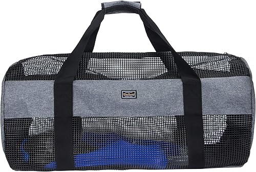 PACMAXI Bolsa de lona de buceo de malla, bolsas de playa grandes plegables y bolsas con cremallera, equipo de buceo y esnórquel y bolsa de equipo
