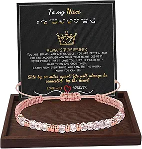 Btysun Morse Code Bracelets for Women Christmas Gift Stocking Stuffers for Teens Pink Braided Bracelets Inspirational Best Friend Birthday Gifts for Her High School Graduation Gifts for Her 2025 Mom Bracelet Jewelry