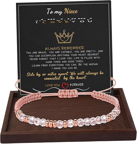 Btysun Morse Code Bracelets for Women Christmas Gift Stocking Stuffers for Teens Pink Braided Bracelets Inspirational Best Friend Birthday Gifts for Her High School Graduation Gifts for Her 2025 Mom Bracelet Jewelry