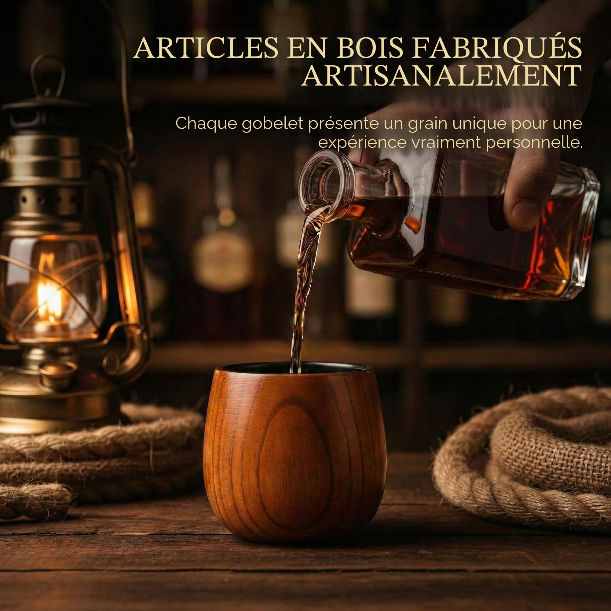 Verres à whisky en bois flammé, lot de 2 (300 ml) – Verres Old-Fashioned/Bourbon faits main – Cadeau incassable pour hommes et amateurs de whisky pour la fête des pères, anniversaire, Noël