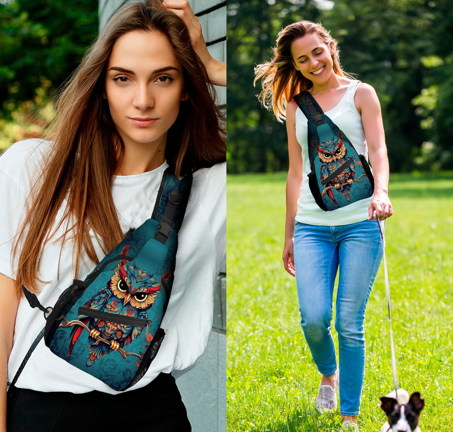 Owl Sling Bag Travel Sling Backpack Lightweight Casual Daypack Women Chest Bags for Outdoor Sport Climbing Runners - Image 7