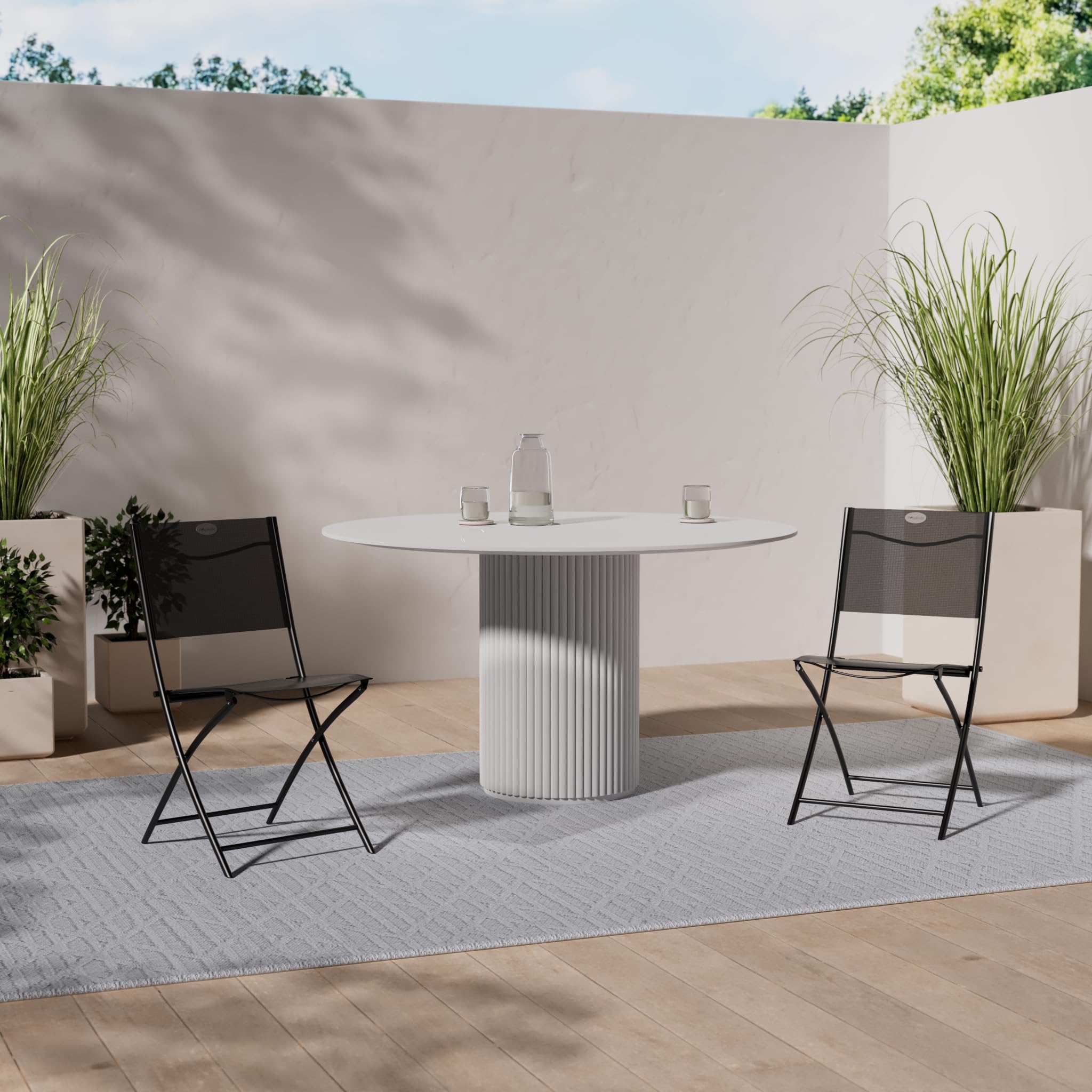 Hespéride - Lot de 4 Chaises de Jardin Pliantes Modula Anthracite - Acier Traité Epoxy Texaline - Dim 46 x 52 x 87 cm - Meuble d'Extérieur Pliable