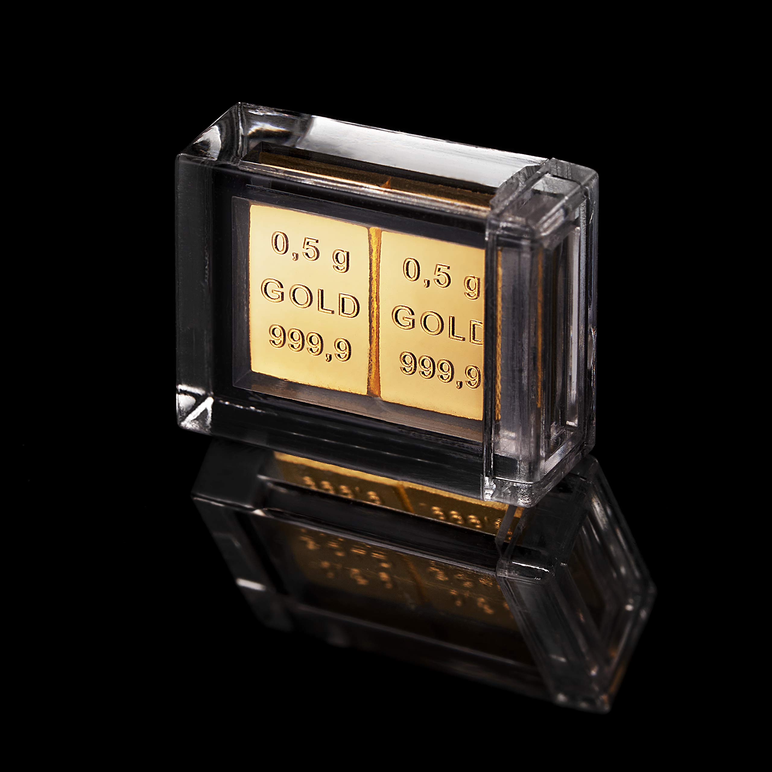 Gold als Geschenk - Goldbarren 2x 0,5g in hochwertiger Kapsel - Echtheitsgarantie - Feingold 999.9
