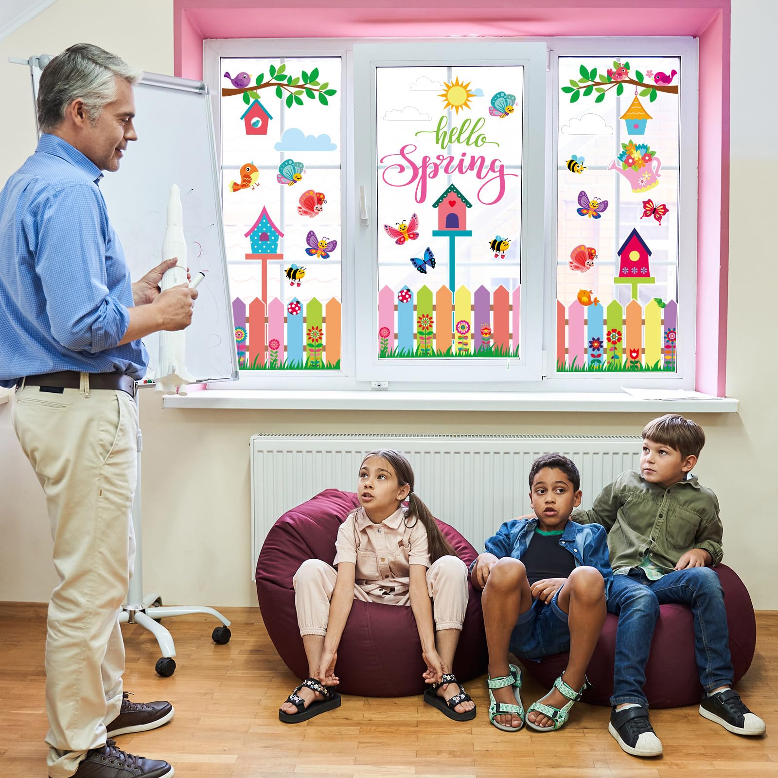 Snapklik.com : ZOiiWA Hello Spring Window Clings Spring Flowers Window ...