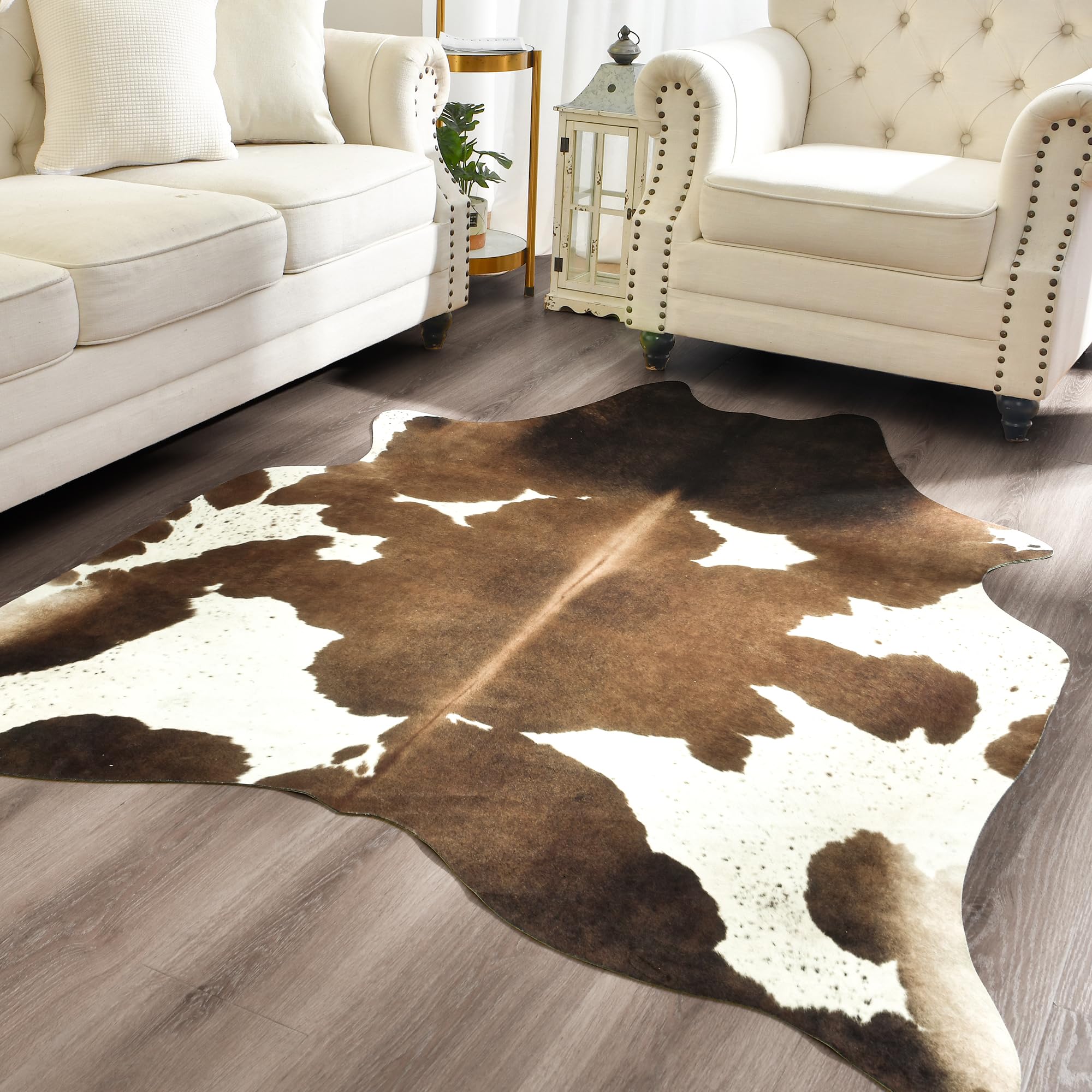 Photo 1 of Easycozy Faux Cowhide Cow Print Rug: 8 x 10 Western Decor Faux Cowhide, Thickened Cow Print for Bedroom, Living Room, Home Office Decor