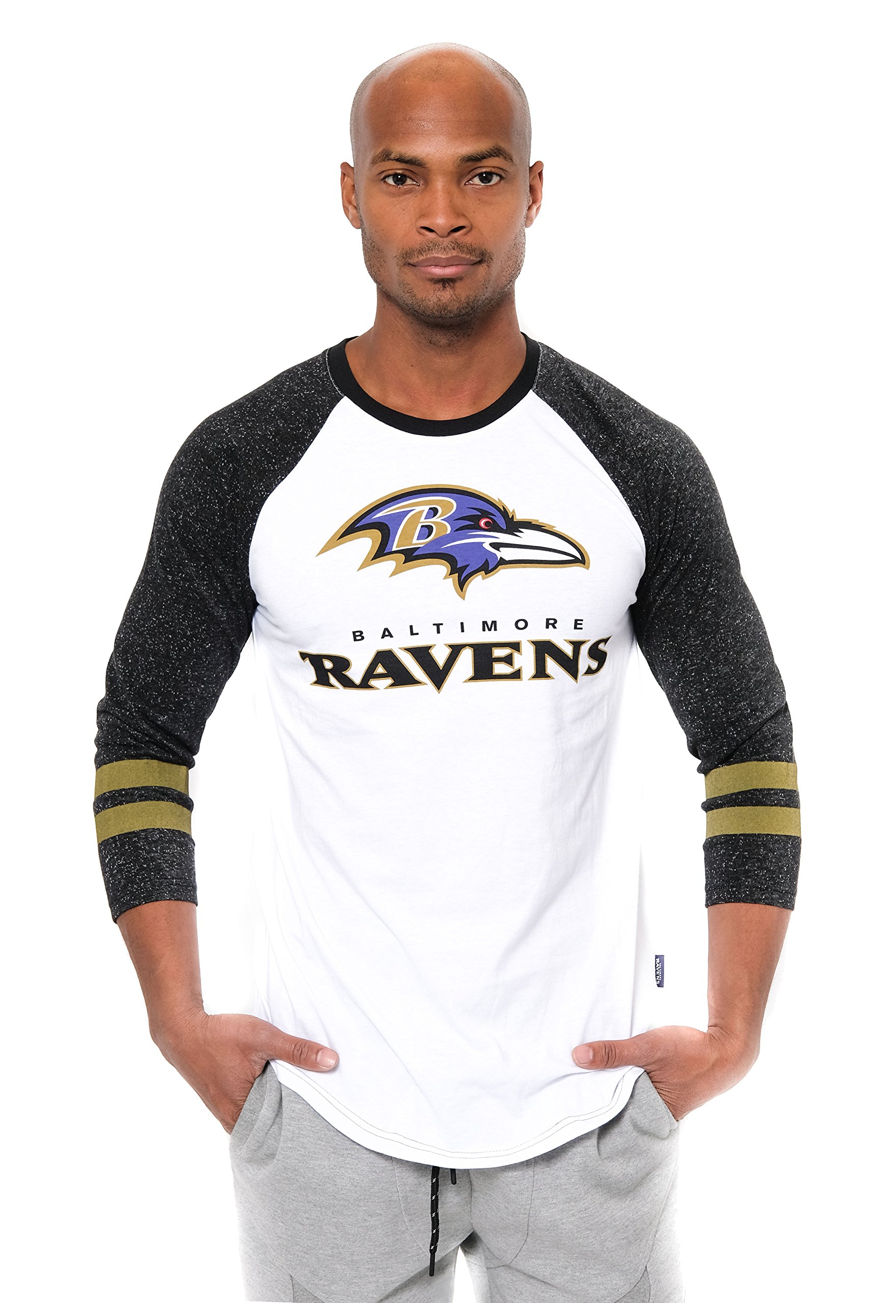 Ultra Game NFL mens Raglan Baseball 3/4 Long Sleeve T-Shirt