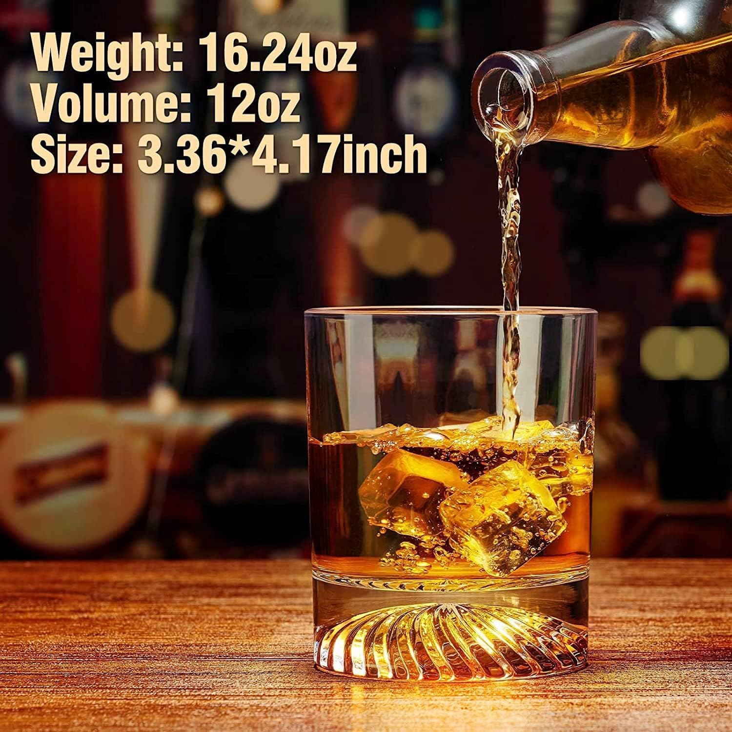 Whiskey Glasses Old Fashioned Glasses Set of 6 12oz Rocks Glasses Gift for Men Women Drinking Bourbon Scotch Cocktails Rum Cognac Vodka at Home Bar - Image 3