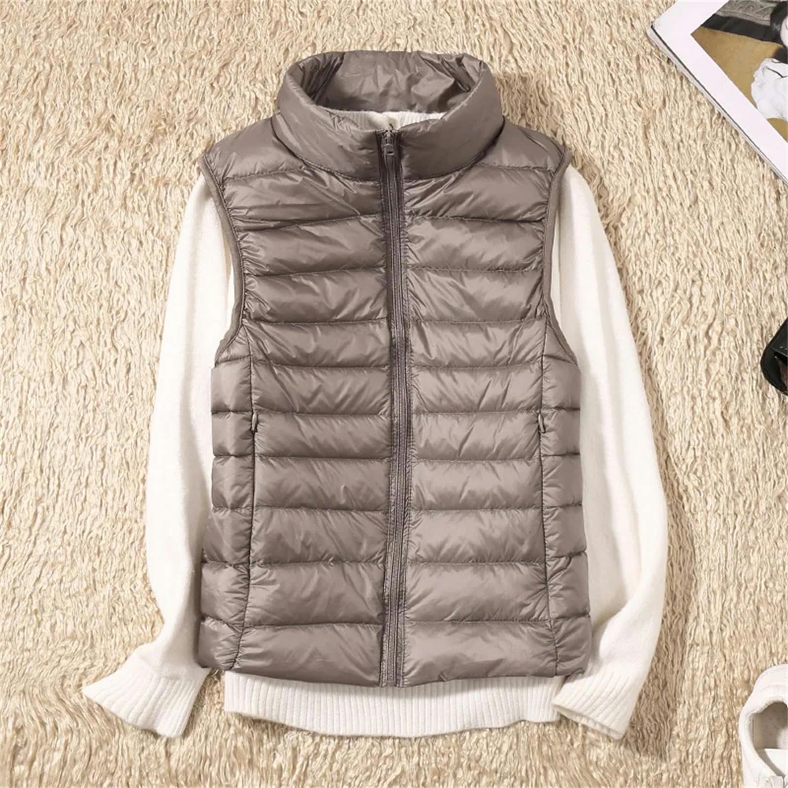MdybF Chaleco Mujer Chaleco Térmico De Invierno Chaqueta Cuello Alto Chaleco Sin Mangas De Invierno Chaleco Corto