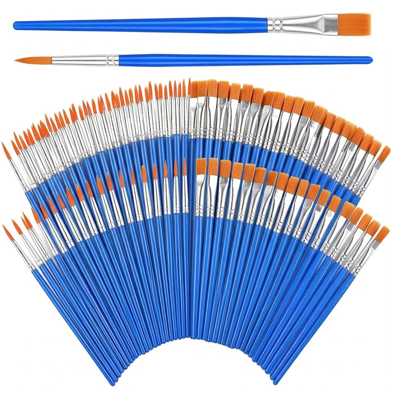 Small Paint Brushe, 60 Pcs Paintbrushes with Flat and Round Pointed,lat Paint Brushes Set,Face Paint Brushes Art for Acrylic, Watercolor, Oil and Gouache Paints Ideal for Body Face