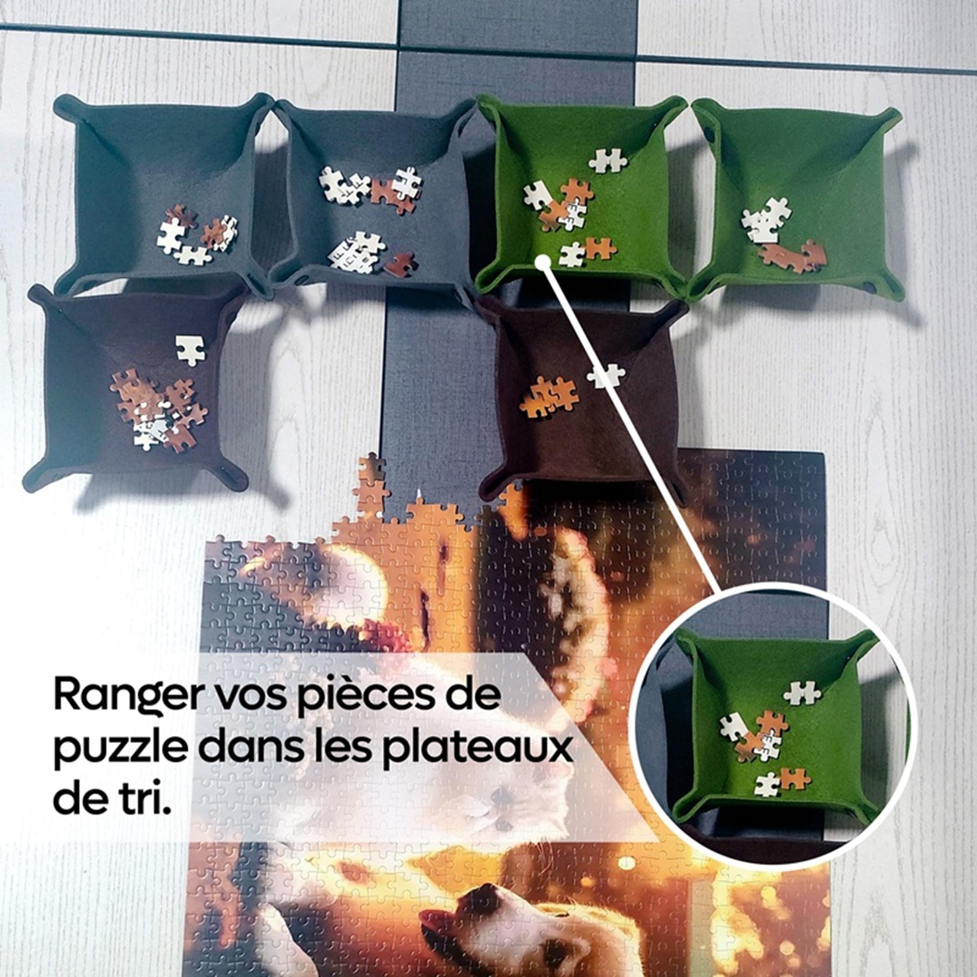 Classeur Puzzle 1000 Pièces – 20 Pochettes Double Face, 6 Plateaux de Tri – Album Rangement Antipoussière, Pochette Transparente Intégrée – Marque Française