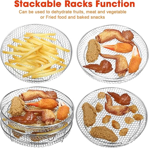 Miniatura 2 de Patelai 6 piezas de accesorios para freidora de aire de 78 pulgadas 3 capas apilables de acero inoxidable para horno compatible con Ninjia Gowise