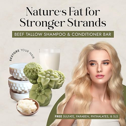 Miniatura 5 de Juego de barras de champú y acondicionador de leche de cabra - Hecho a mano con romero, menta, fenogreco, moringa, cabello dañado sin residuos,