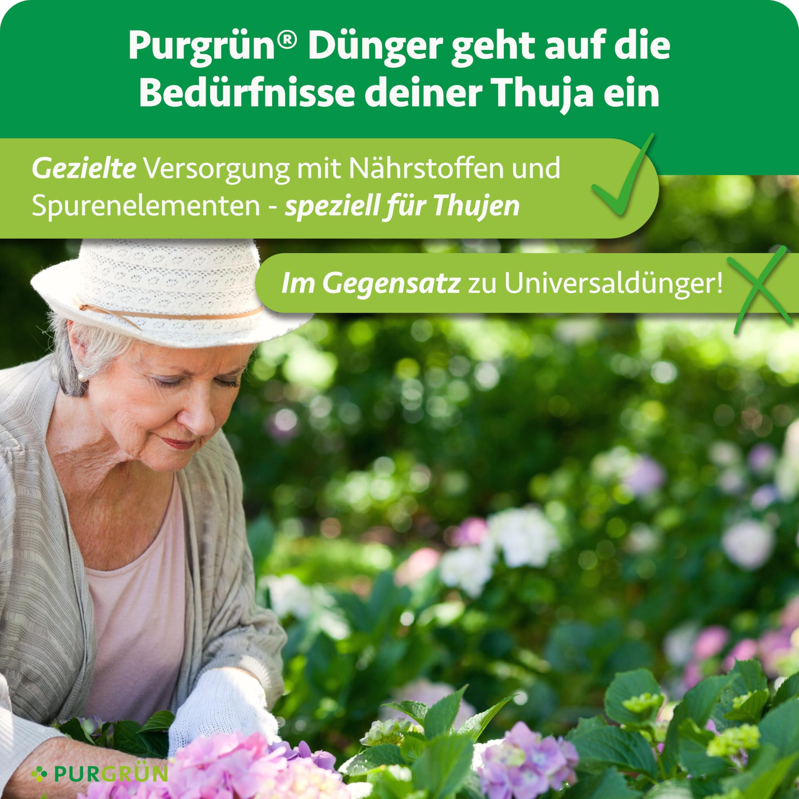 Thuja-Dünger 1 kg – Extra Magnesium schützt vor Nadelverfärbungen – Fördert schnelles Wachstum für eine dichte Hecke – Tonmineralien für einen gesunden Boden – Granulat für ca. 25 Pflanzen