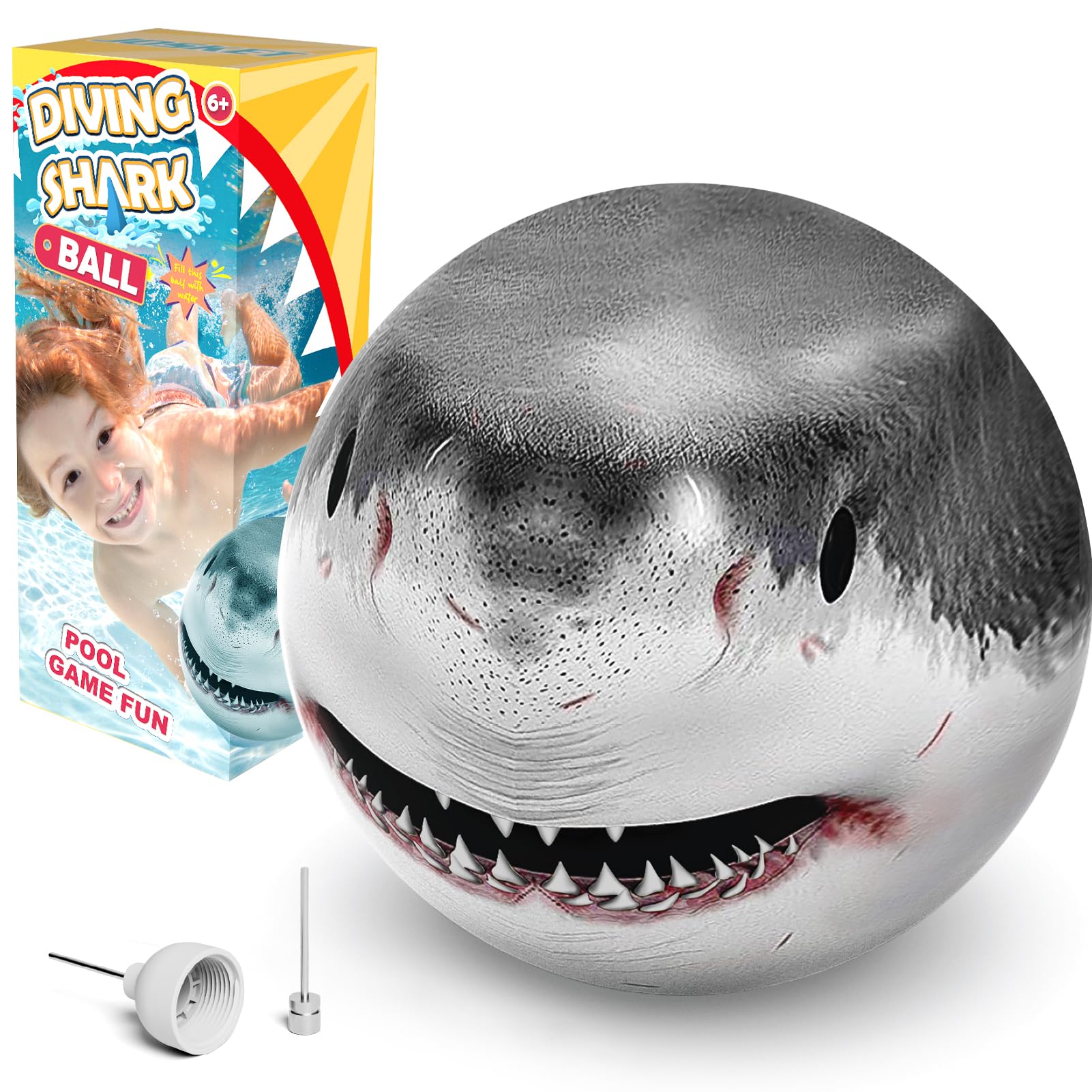Pelota de buceo de tiburón para niños, juegos de piscina, deportes de natación, pelota de agua para niños y adultos, familia de 8.9 pulgadas