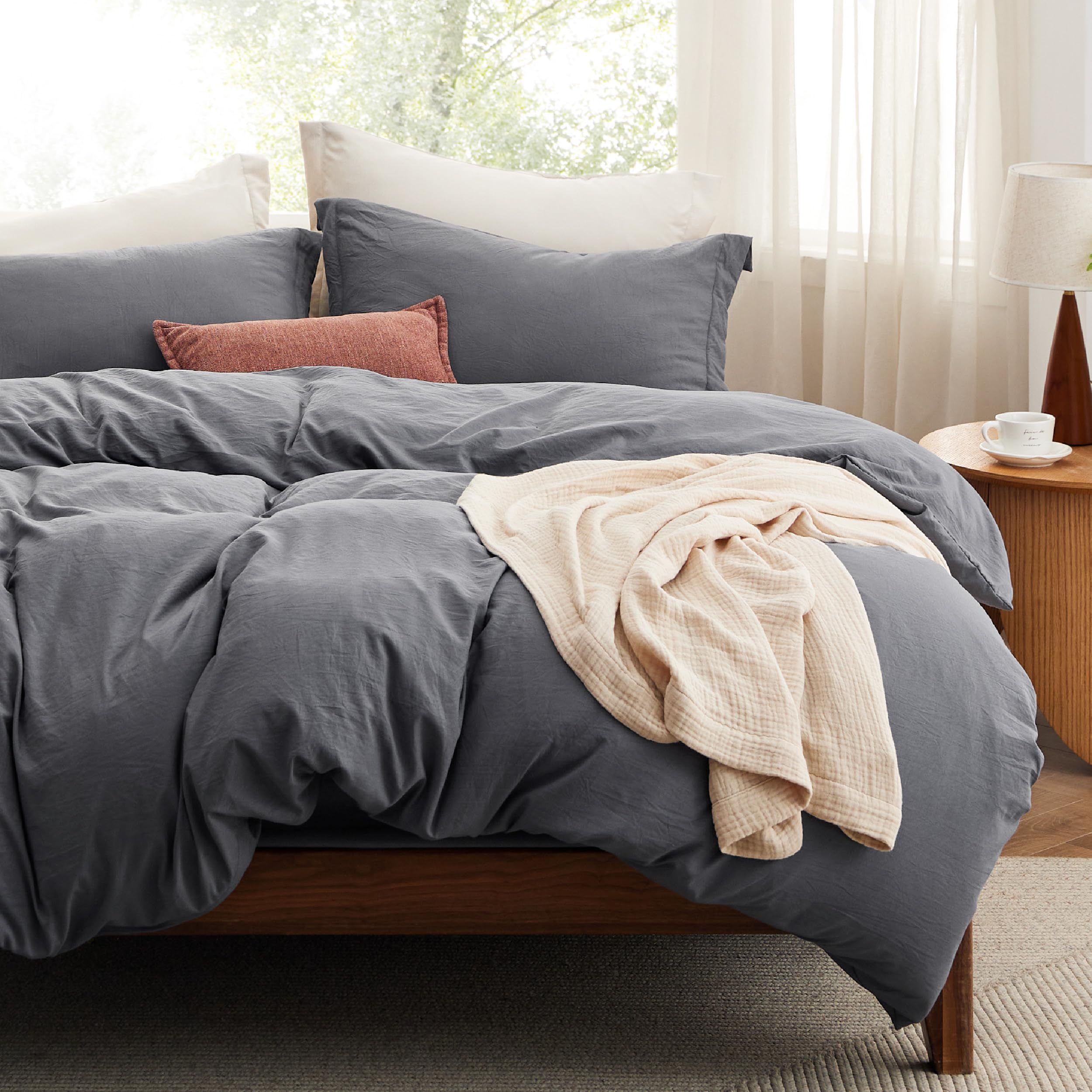 Bedsure Duvet Cover - Soft Prewashed Includes 1 Duvet Shams,Dark Grey