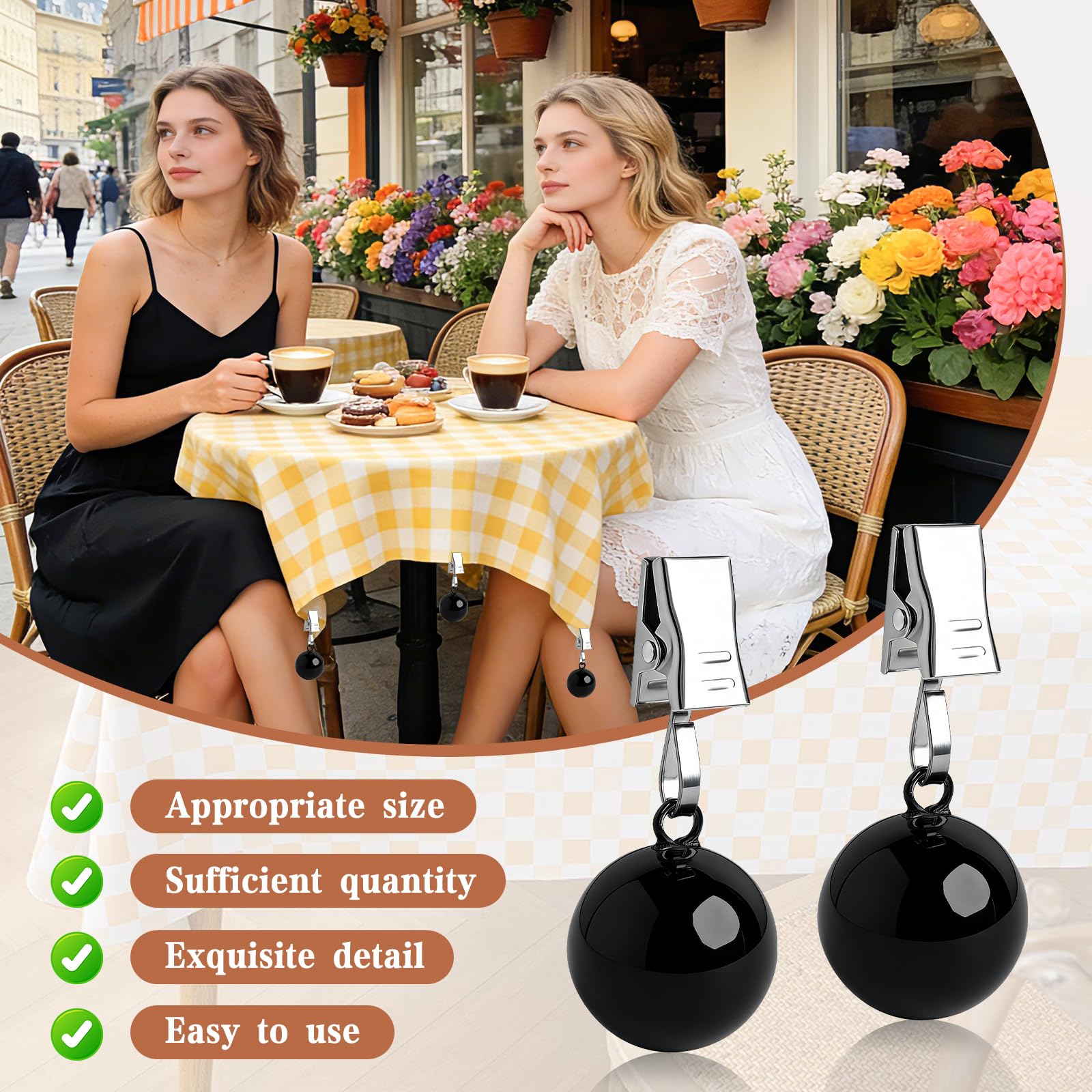 Sophisticate 6 x obciążniki do obrusu z klipsami, do użytku na zewnątrz, na zewnątrz, na stół, obciążniki, wiatroszczelne, do namiotu, na zewnątrz, na wesele, piknik, do ogrodu, na imprezę,