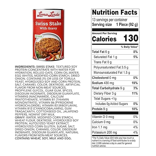 Miniatura 7 de Loma Linda - Carnes a base de plantas estaca suiza con salsa 13 onzas paquete de 3