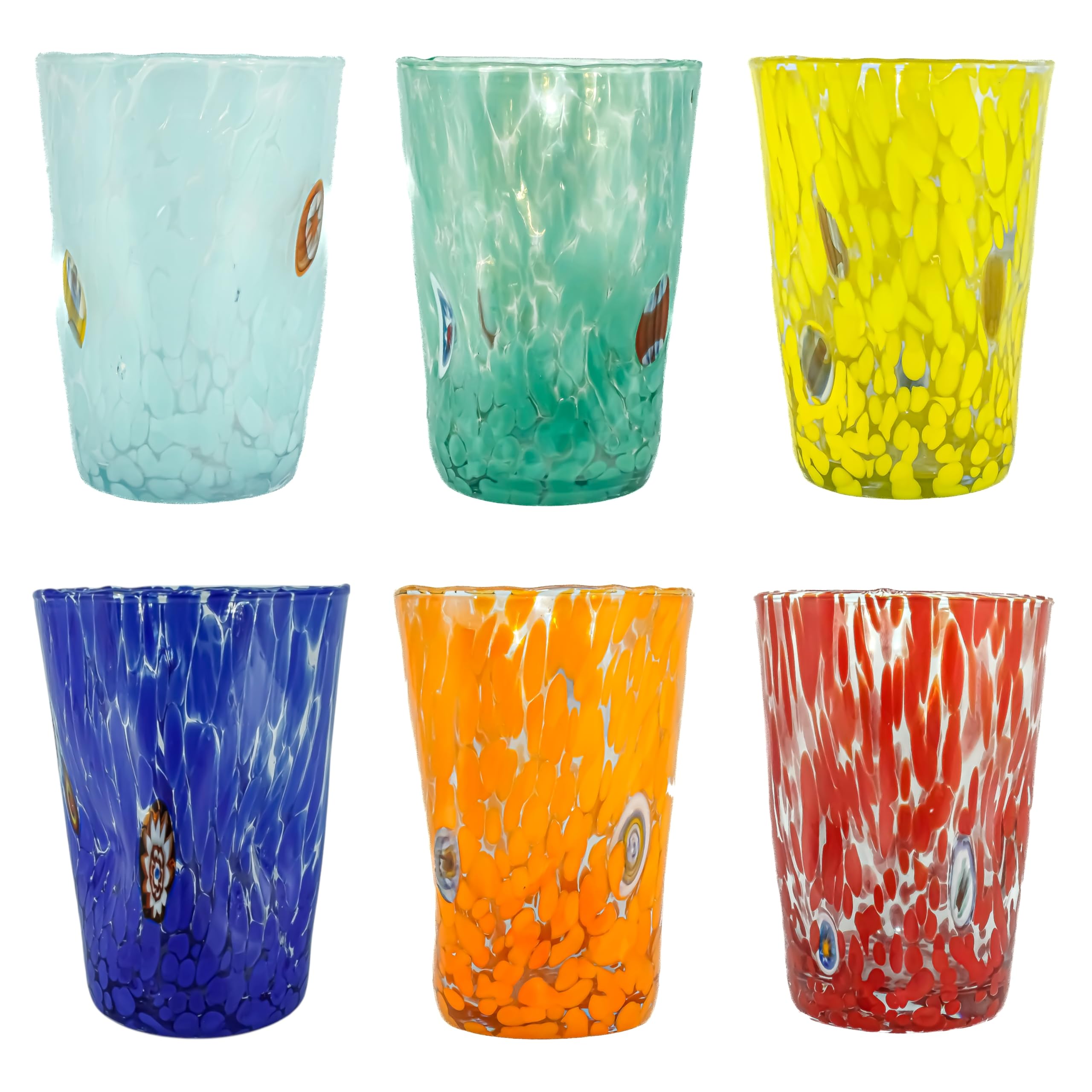 Verres en verre de Murano faits à la main colorés pour éviter les tables ternes