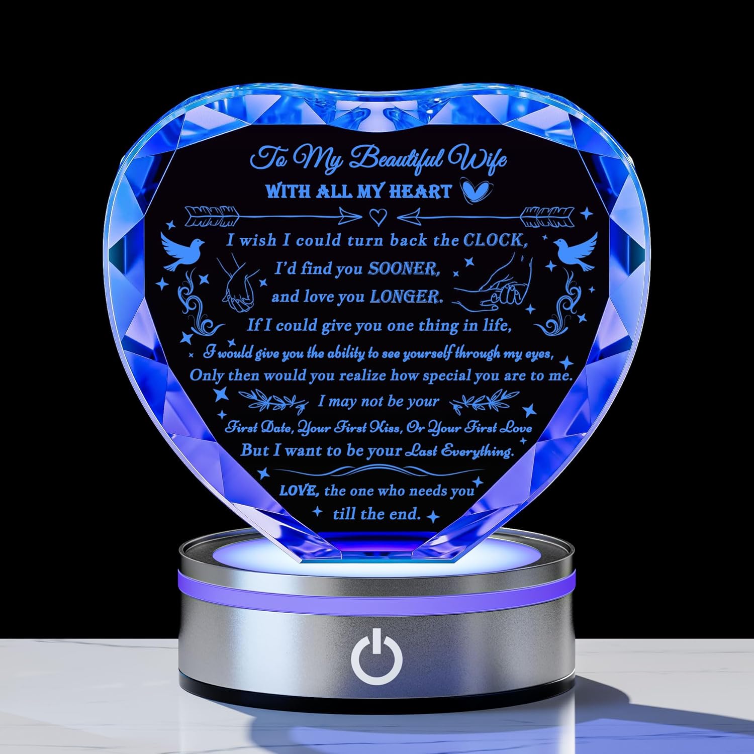 Qianwei Wife Gifts from Husband Unique - Personalized Crystal Heart Gifts for My Wife Who Has Everything - Birthday Anniversary Wedding Valentines Day Present Ideas for Her