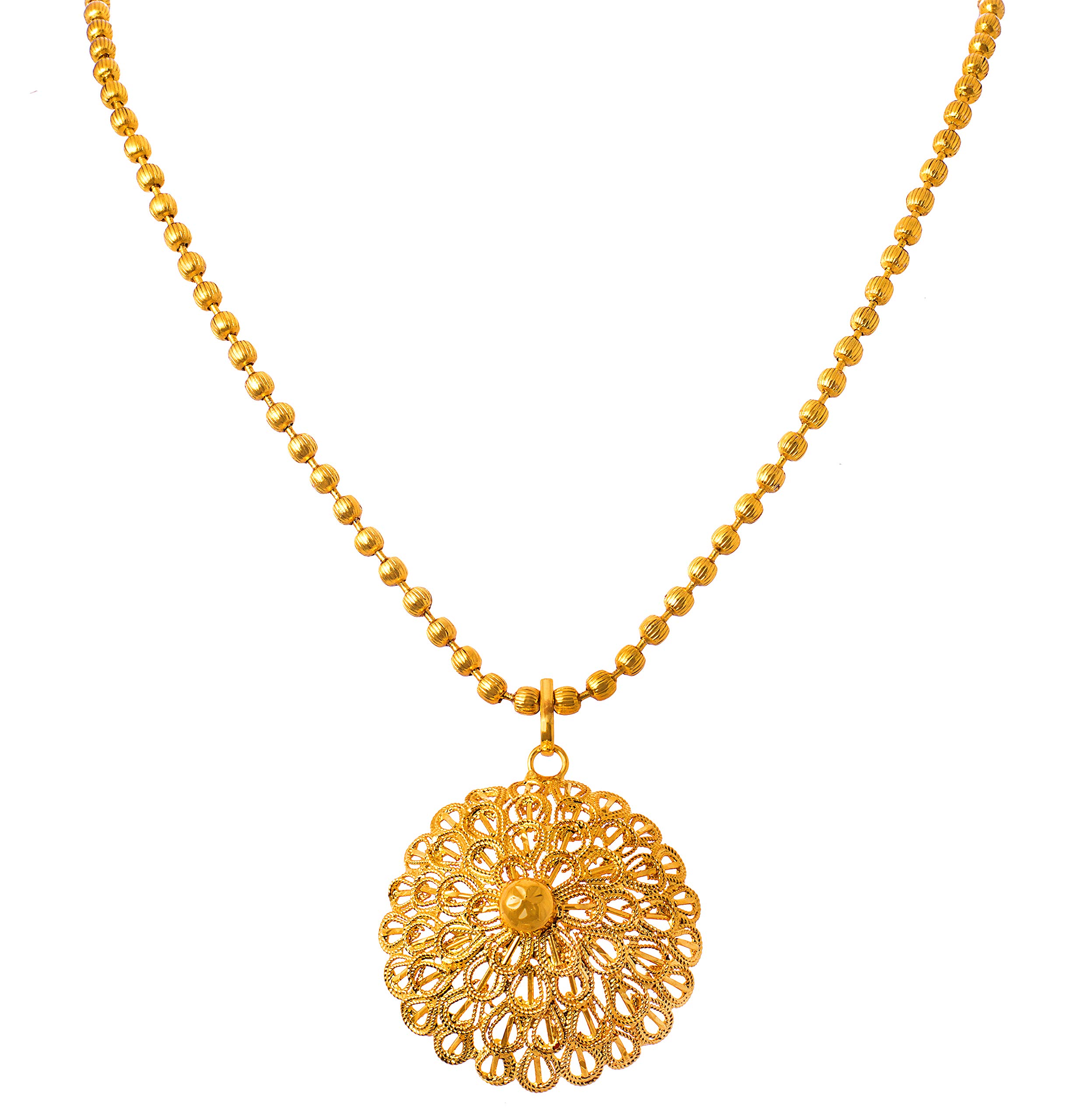 JFLJewellery for Less Traditional 1 Gm Gold Plated Floral Pendant With Chain For Women & Girls.