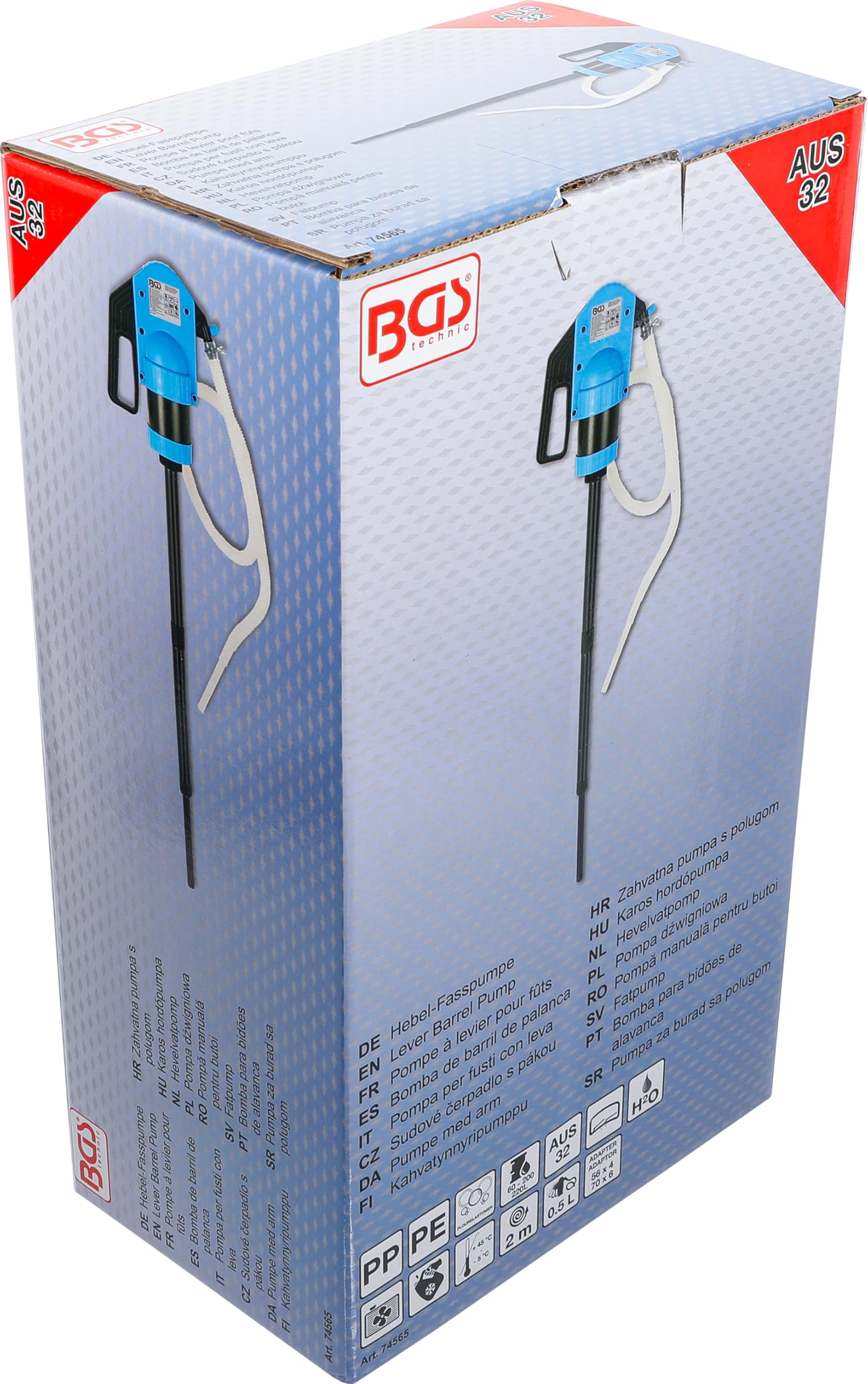 BGS 74565 Bomba de barril de palanca para urea AUS32 z 2 adaptadores