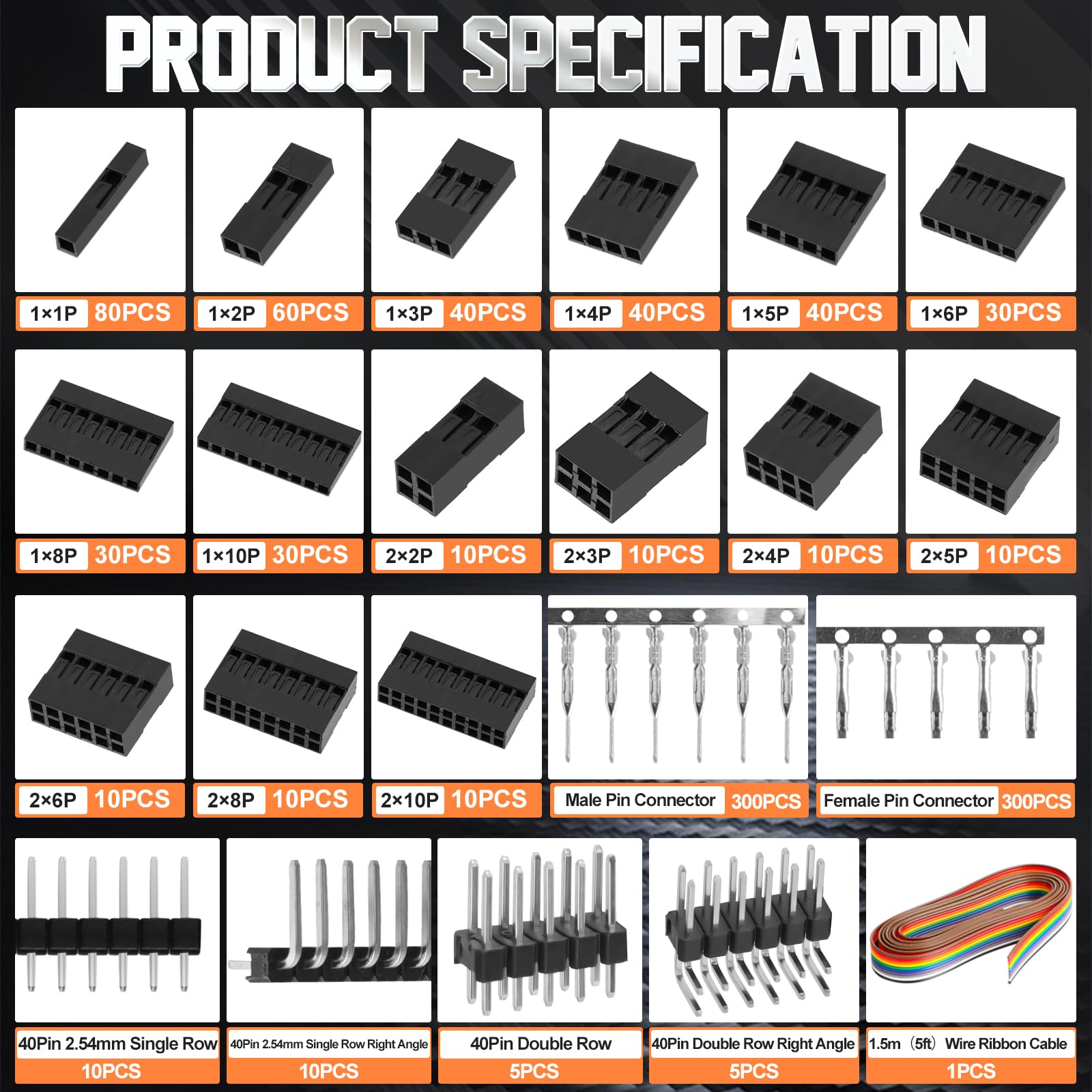 Pinza a Crimpatrice Set di Connettori Dupont, 2320 Pezzi Connettori Perni Machio/Femmina 2,54 mm, AWG 23-16 (0,25-1,5 mm²) Pinza Crimpatrice Capicorda Compatibile Con JST, AMP, Molex, Futaba