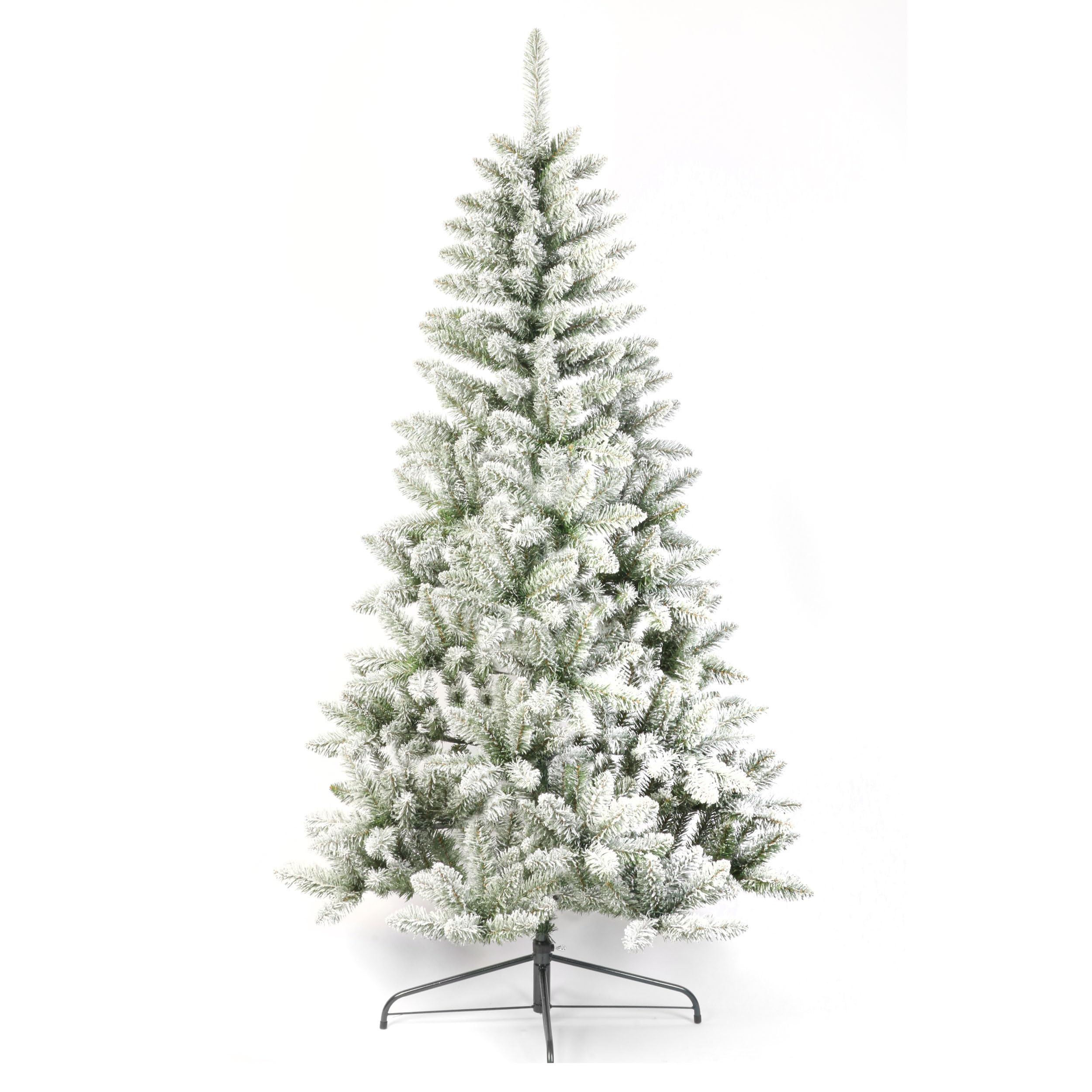 Neo Flocked Half Tree 7Ft Scandinavian Tips Spruce Fir Artificial Christmas Tree Xmas Realistic Branches Green Natural Branches With Solid Metal Legs (Flocked Half Tree)